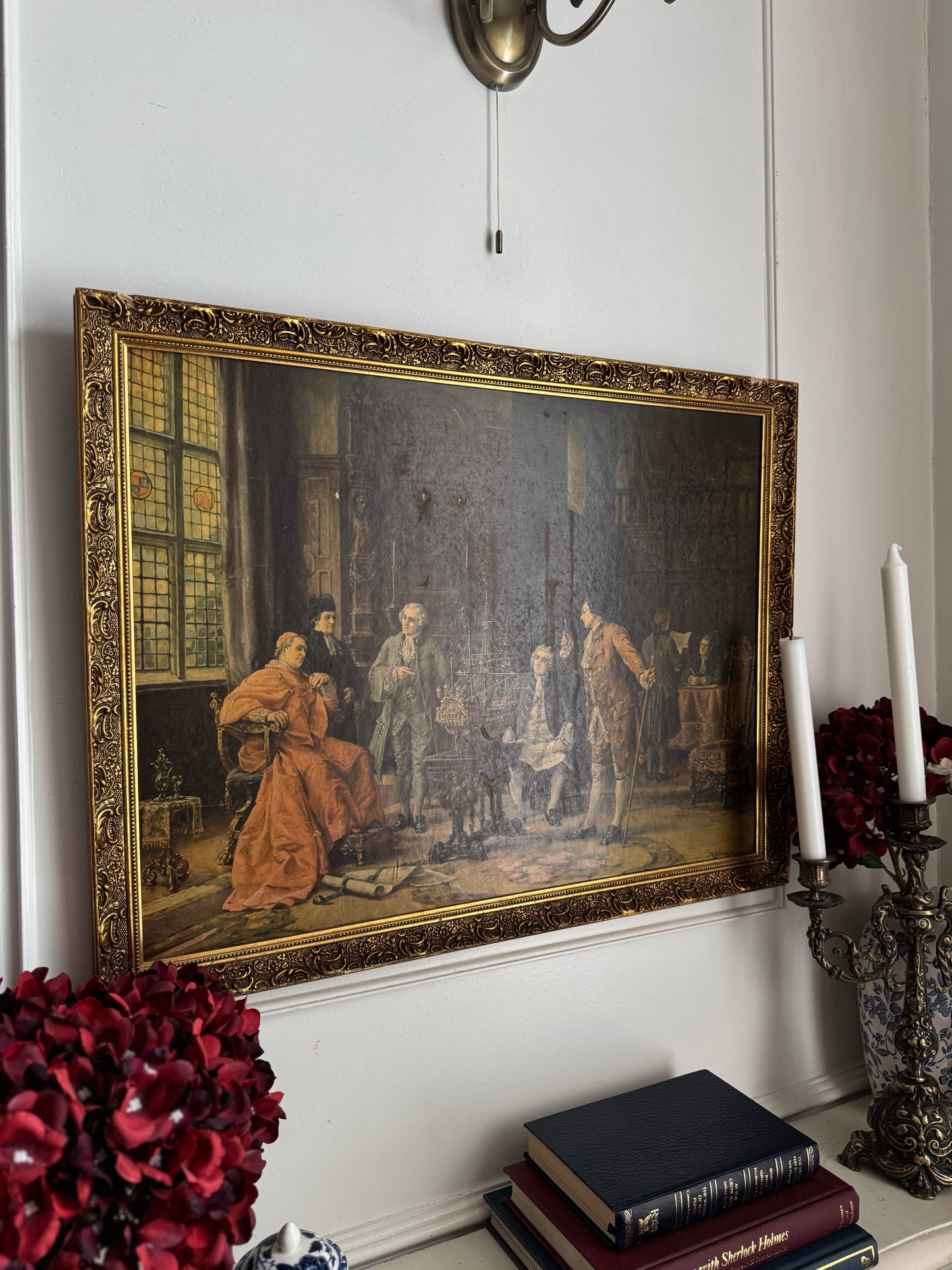 Vintage 'The Conference' by Margaret Dovaston UK Old Antique Framed Print