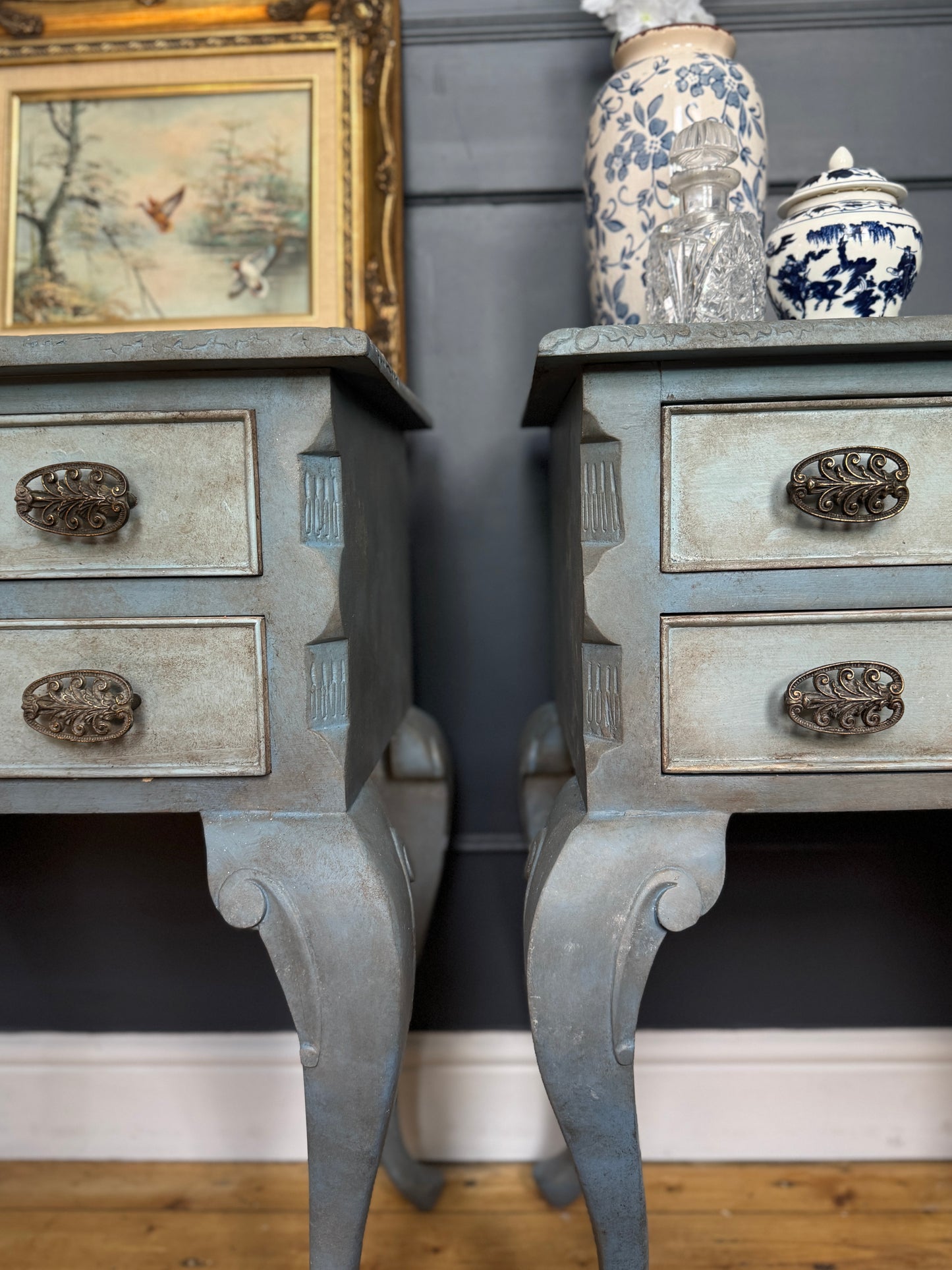 Antique Upcycled French Bedside Tables – One of a Kind Pair