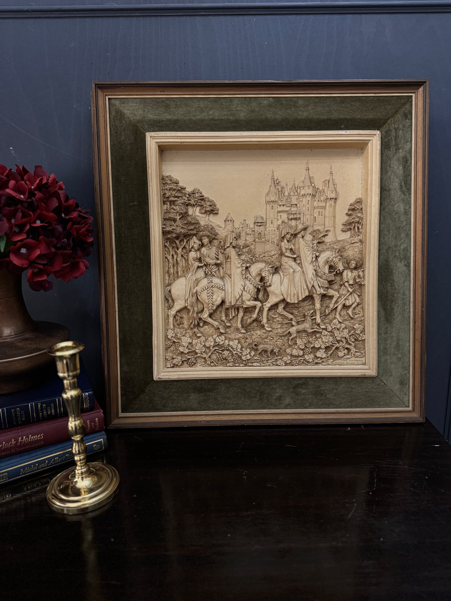 Vintage D.H. Moreton 1979 Marcus Designs Wall Plaque | Romantic Courtship Scene | Woodland Animals | 3D Raised Relief Art