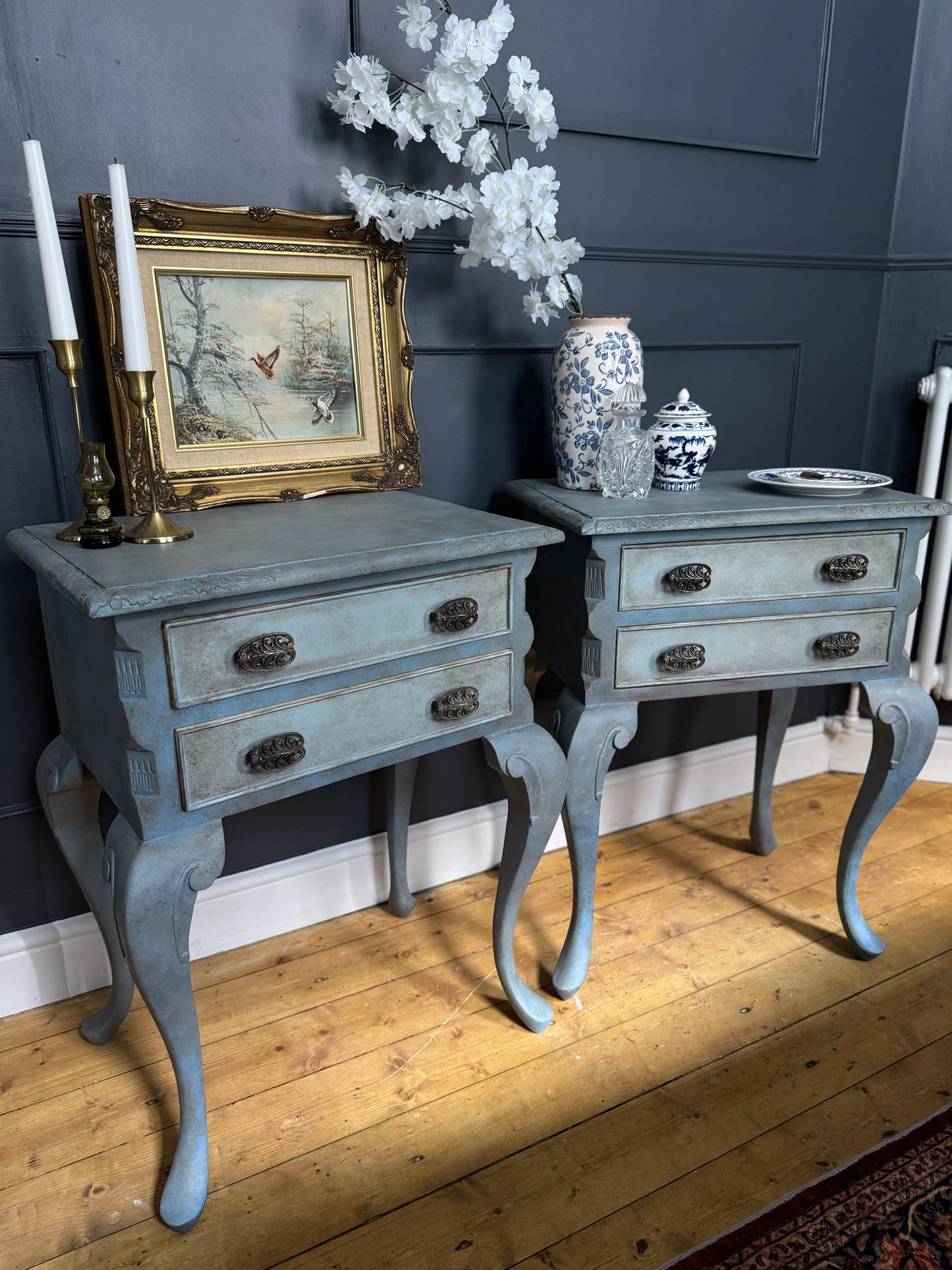 Antique Upcycled French Bedside Tables – One of a Kind Pair