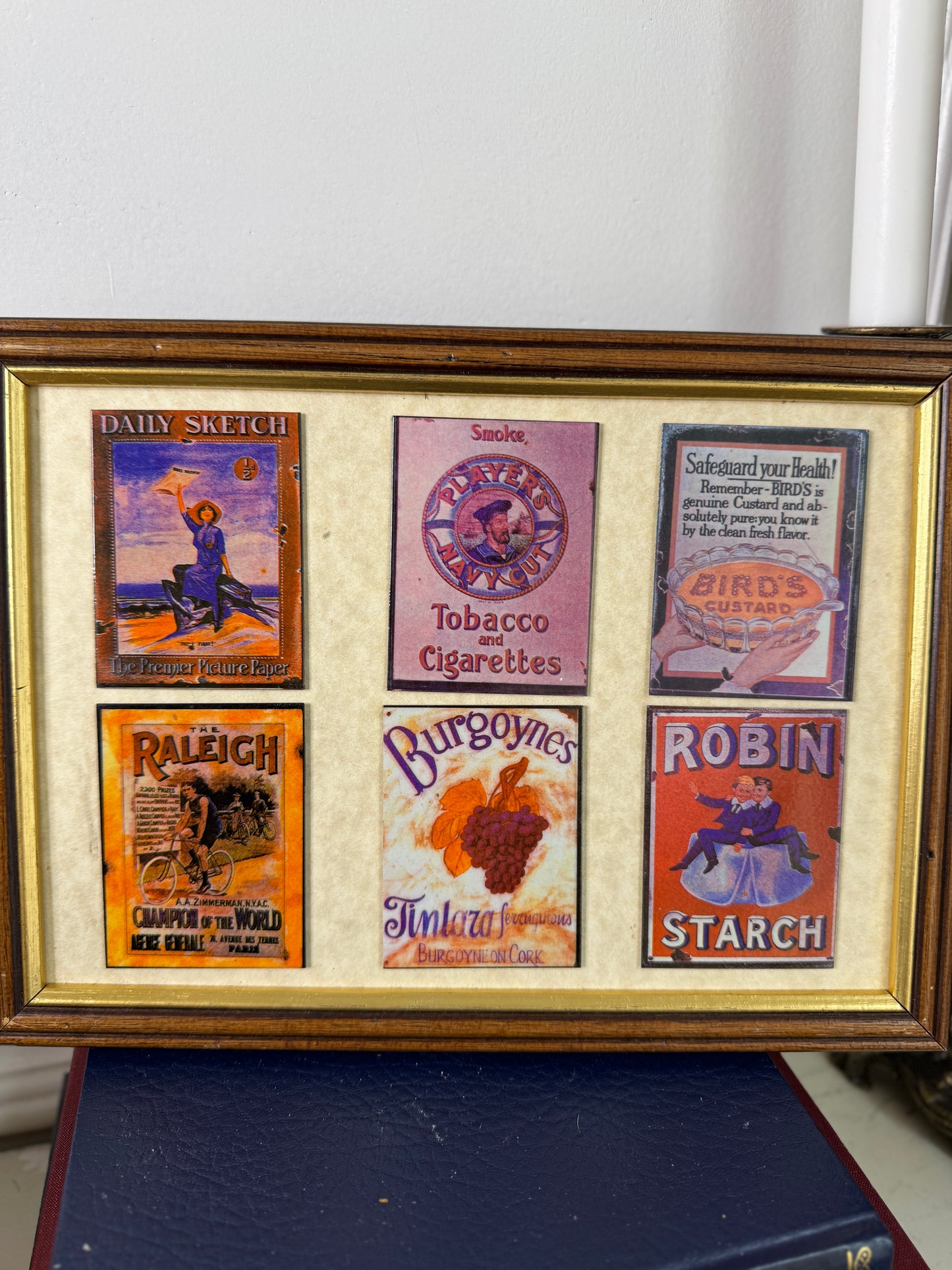 Enamel Echoes – Unique Antique Steel Advertising Signs on Wooden Frame