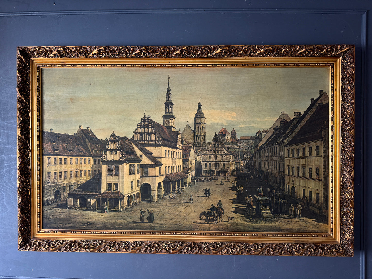 Extra Large - Antique Textured Print in Gold Ornate Frame