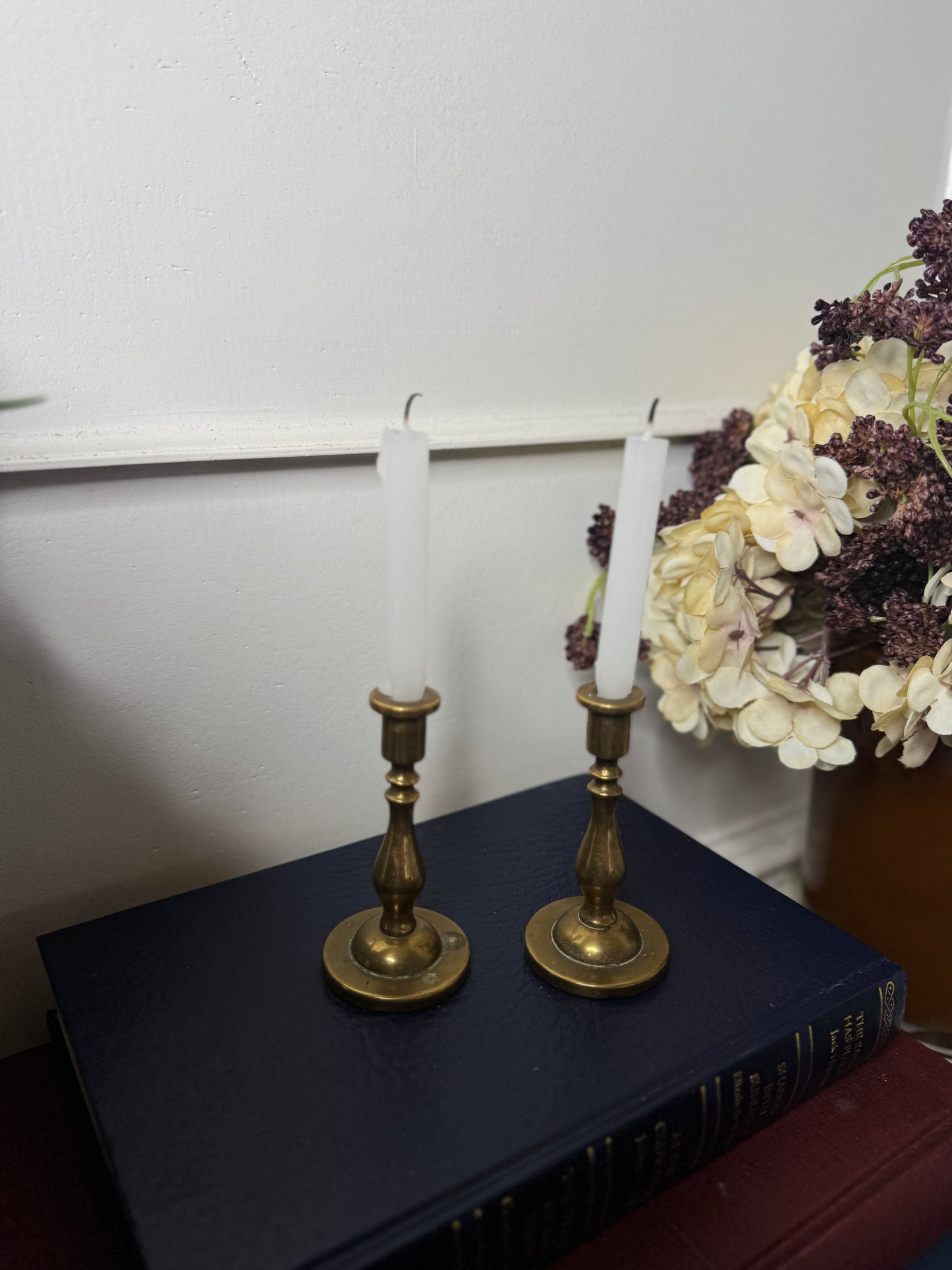 Vintage European Brass Candlesticks Pair