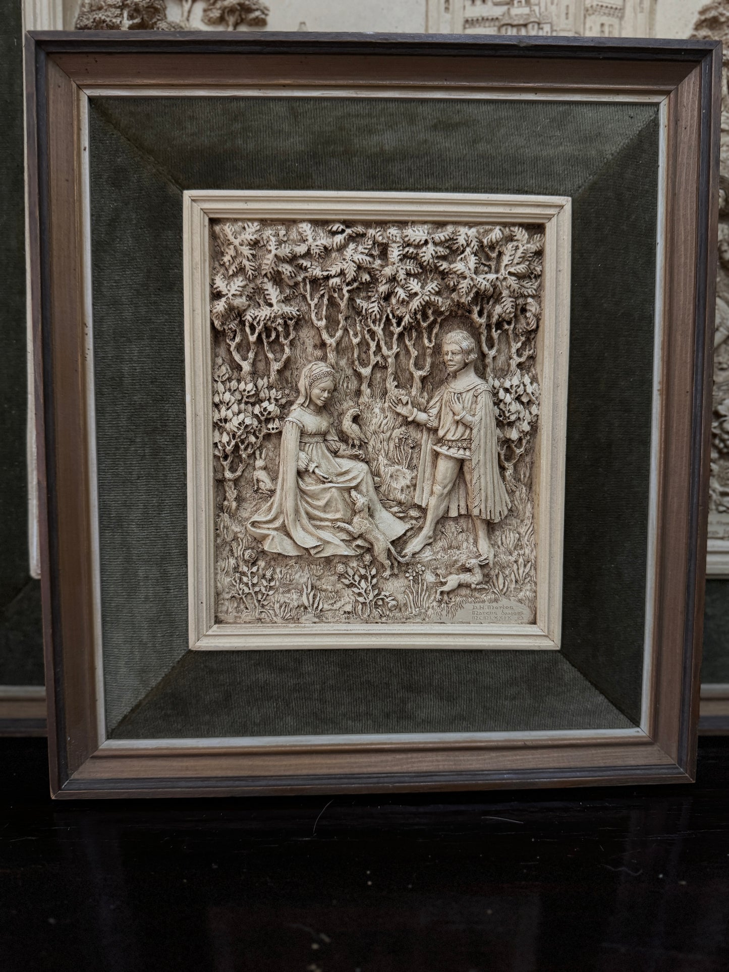 Vintage D.H. Moreton 1979 Marcus Designs Wall Plaque | Romantic Courtship Scene | Woodland Animals | 3D Raised Relief Art