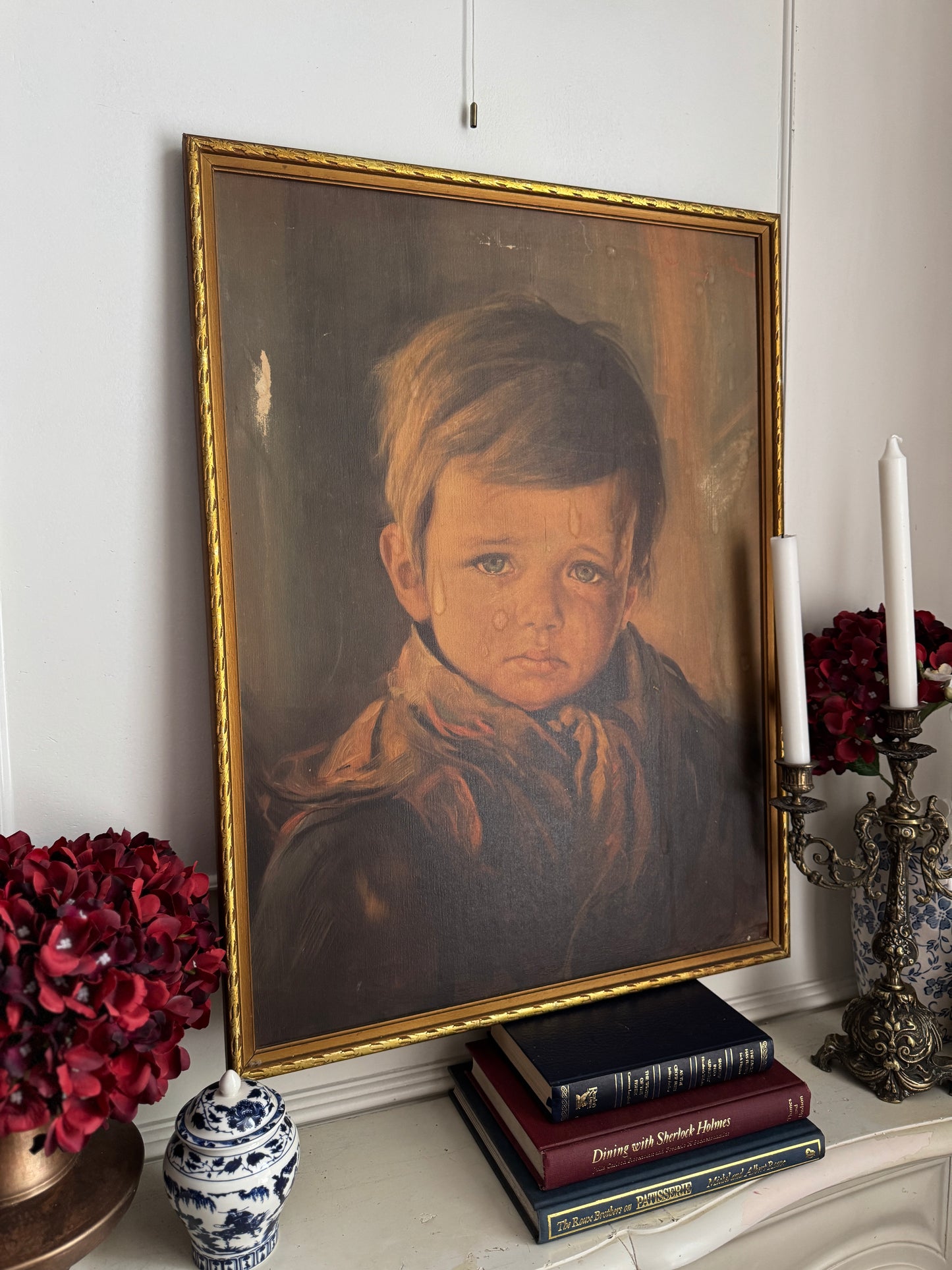 The Silent Tear - Vintage Textured Print in a Gold Gilt Frame