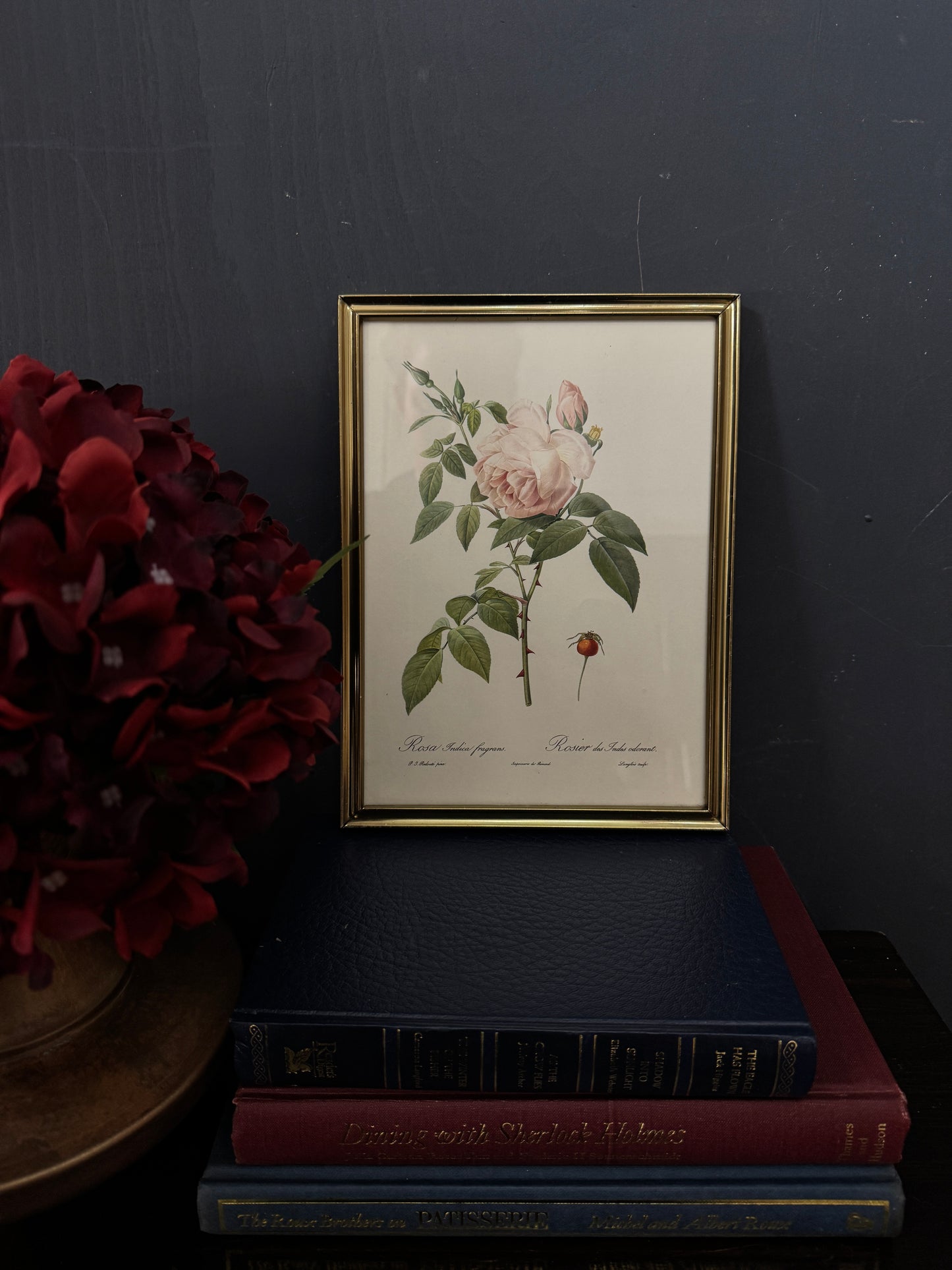 Vintage Flower Print in a Brass Frame - Small