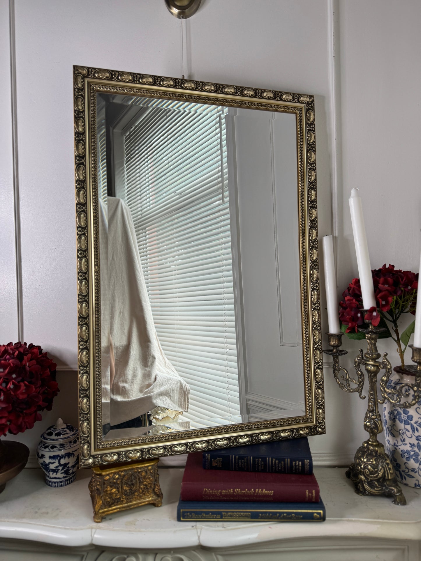 Antique Gold Gilt Mirror with Beaded Edge