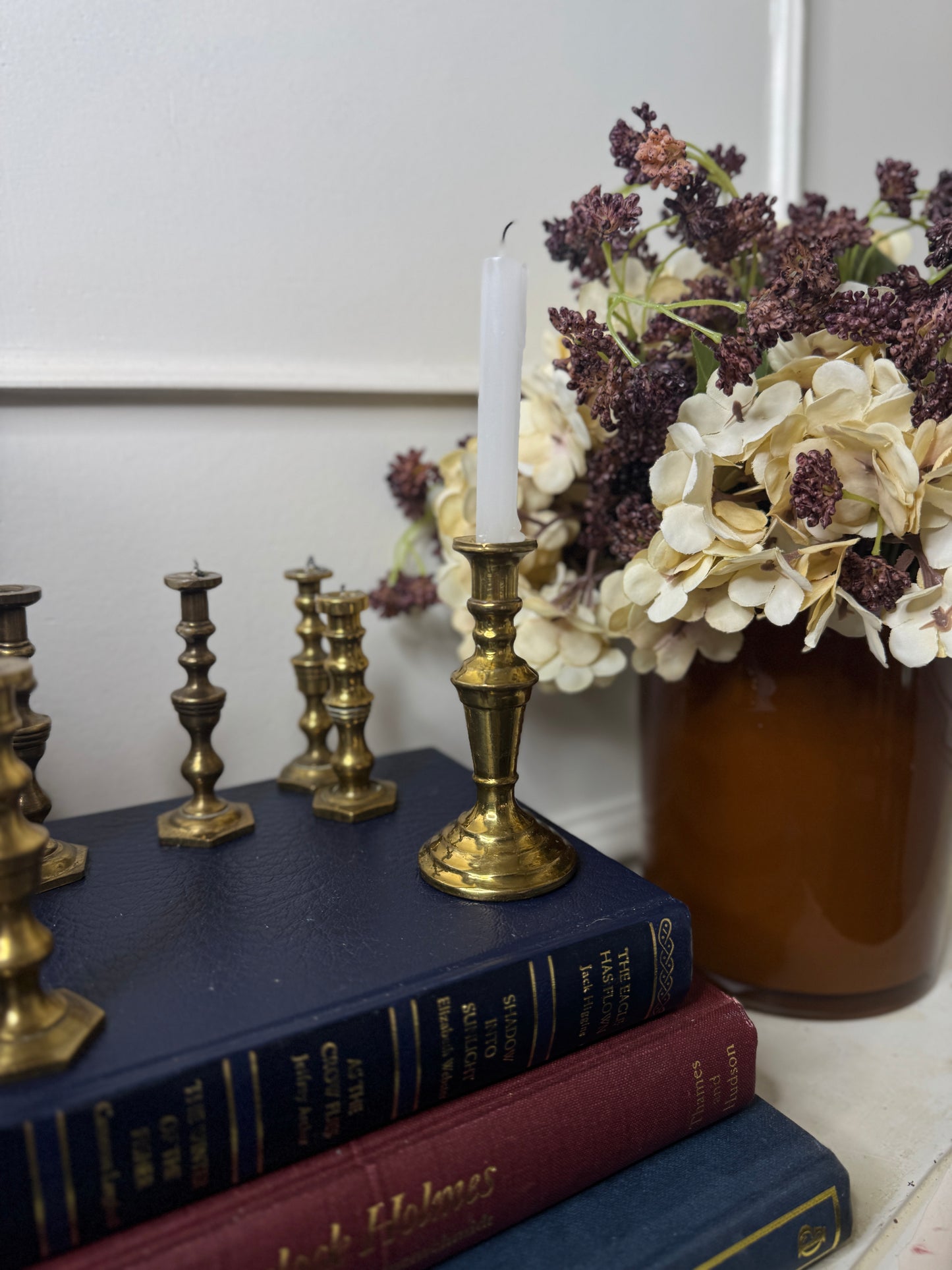 Vintage European Brass Mini Candlesticks