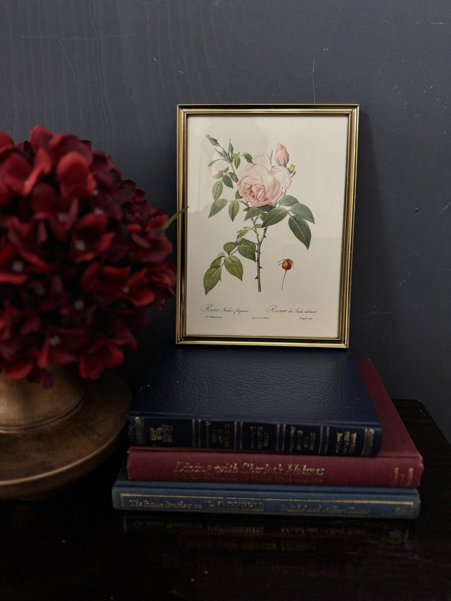 Vintage Flower Print in a Brass Frame - Small