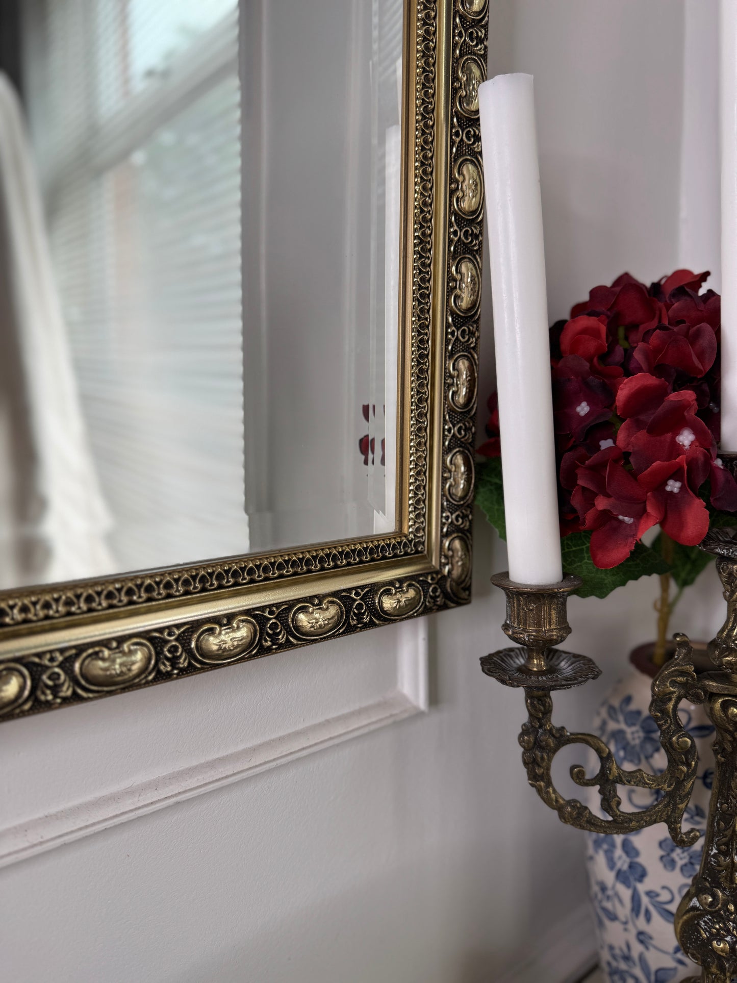 Antique Gold Gilt Mirror with Beaded Edge