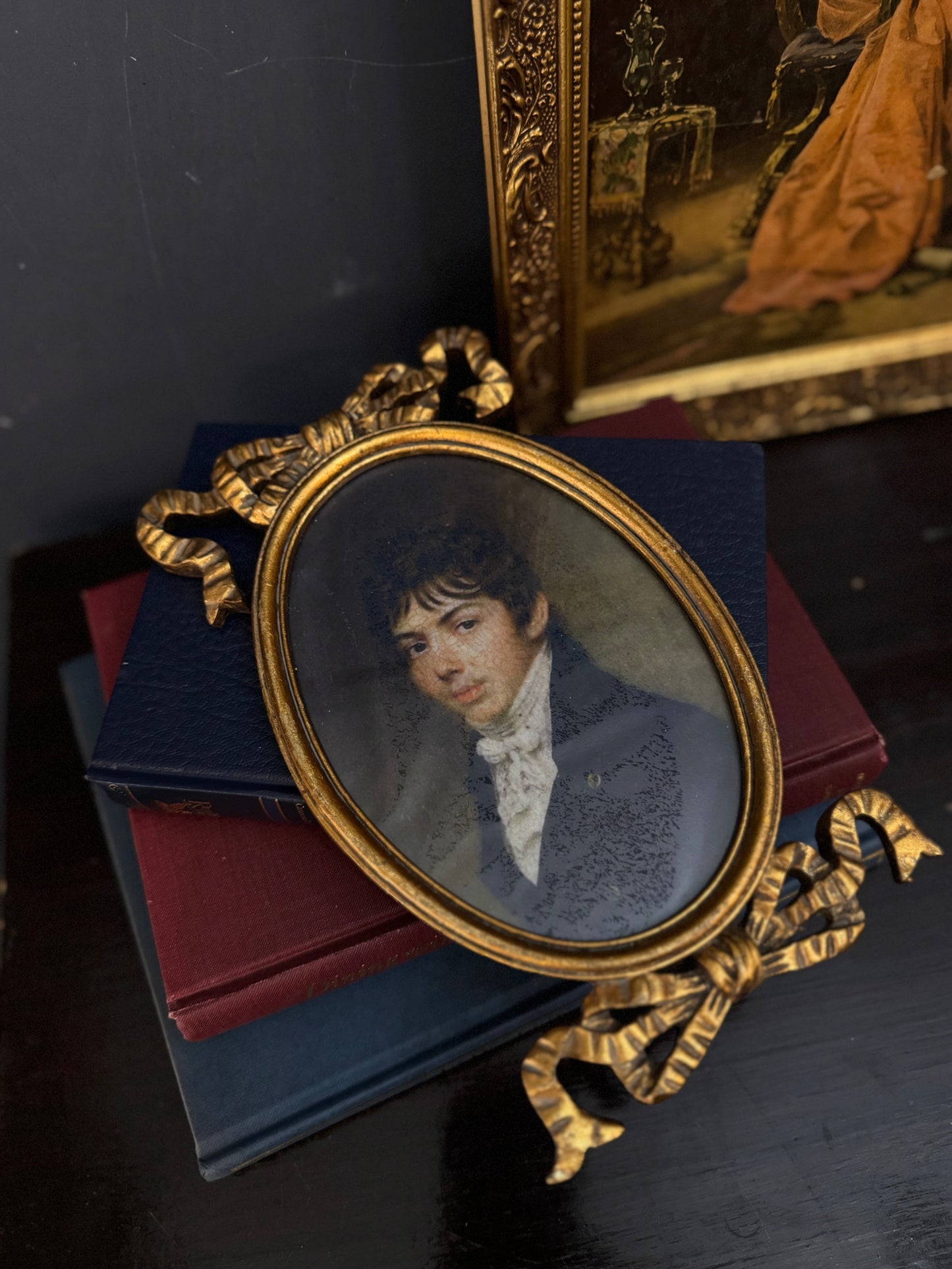 Victorian Picture in Ornate Gold Ribbon Gilt Frame