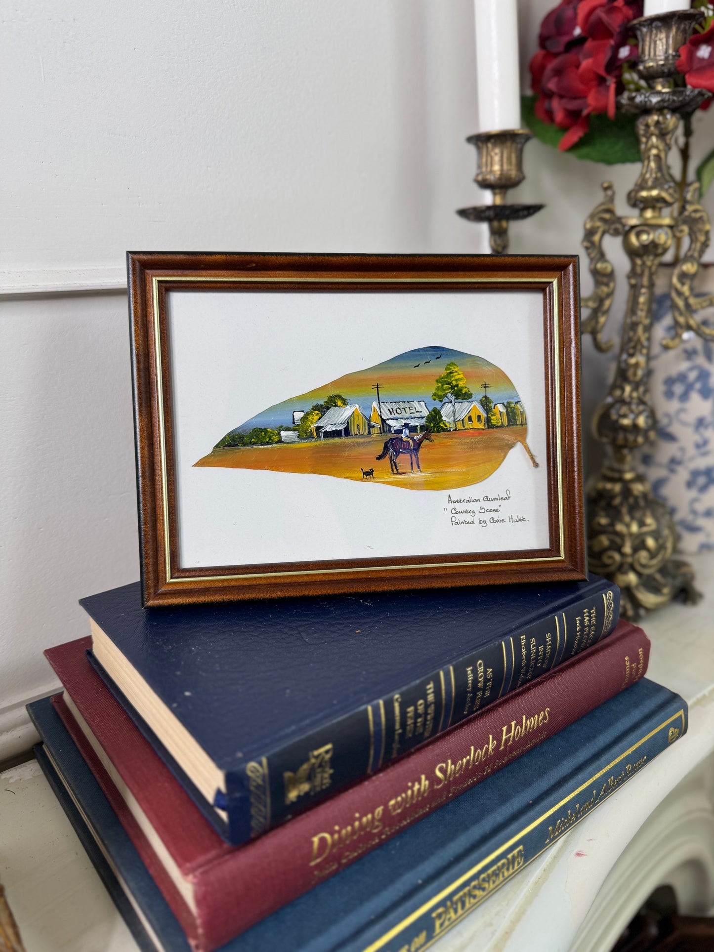 Australian Oil Painting on Gumtree Leaf by Corrie Hulst