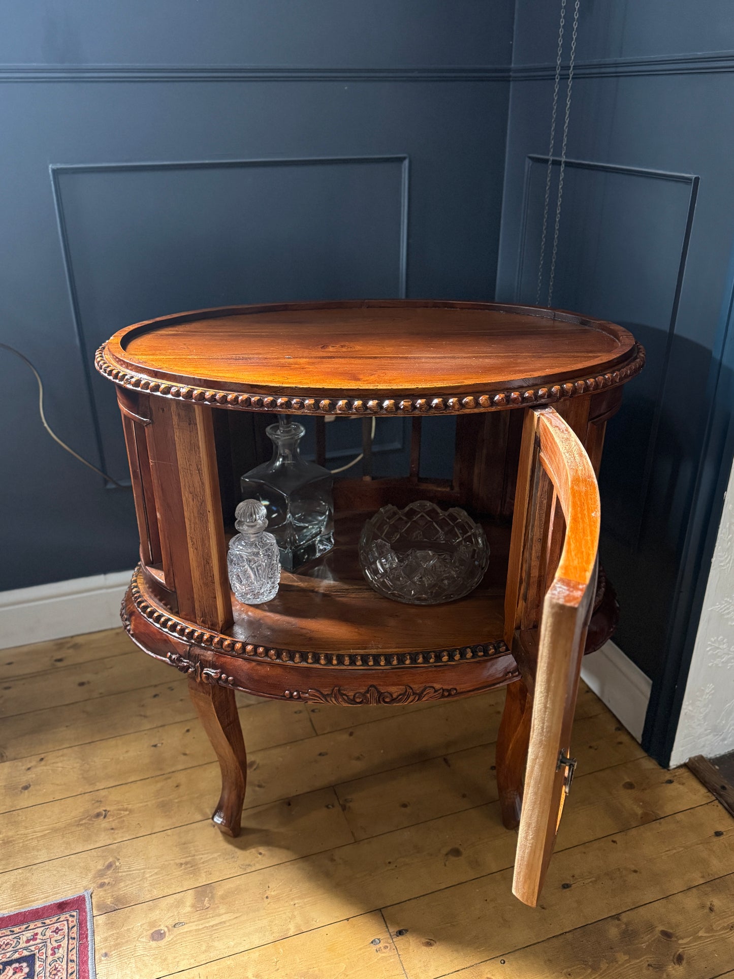 French Antique Style Side Table – Hand-Carved Display Cabinet