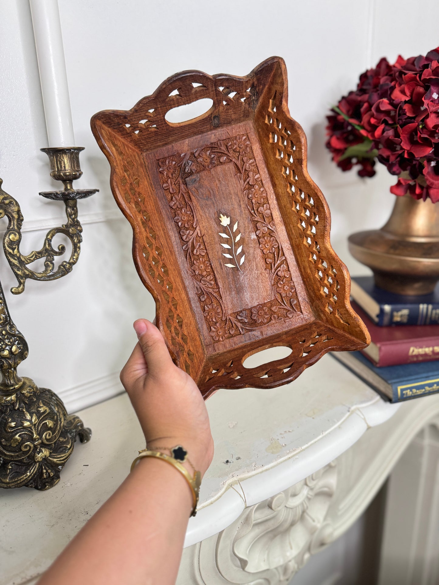 Vintage Rustic Indian Wooden Tray