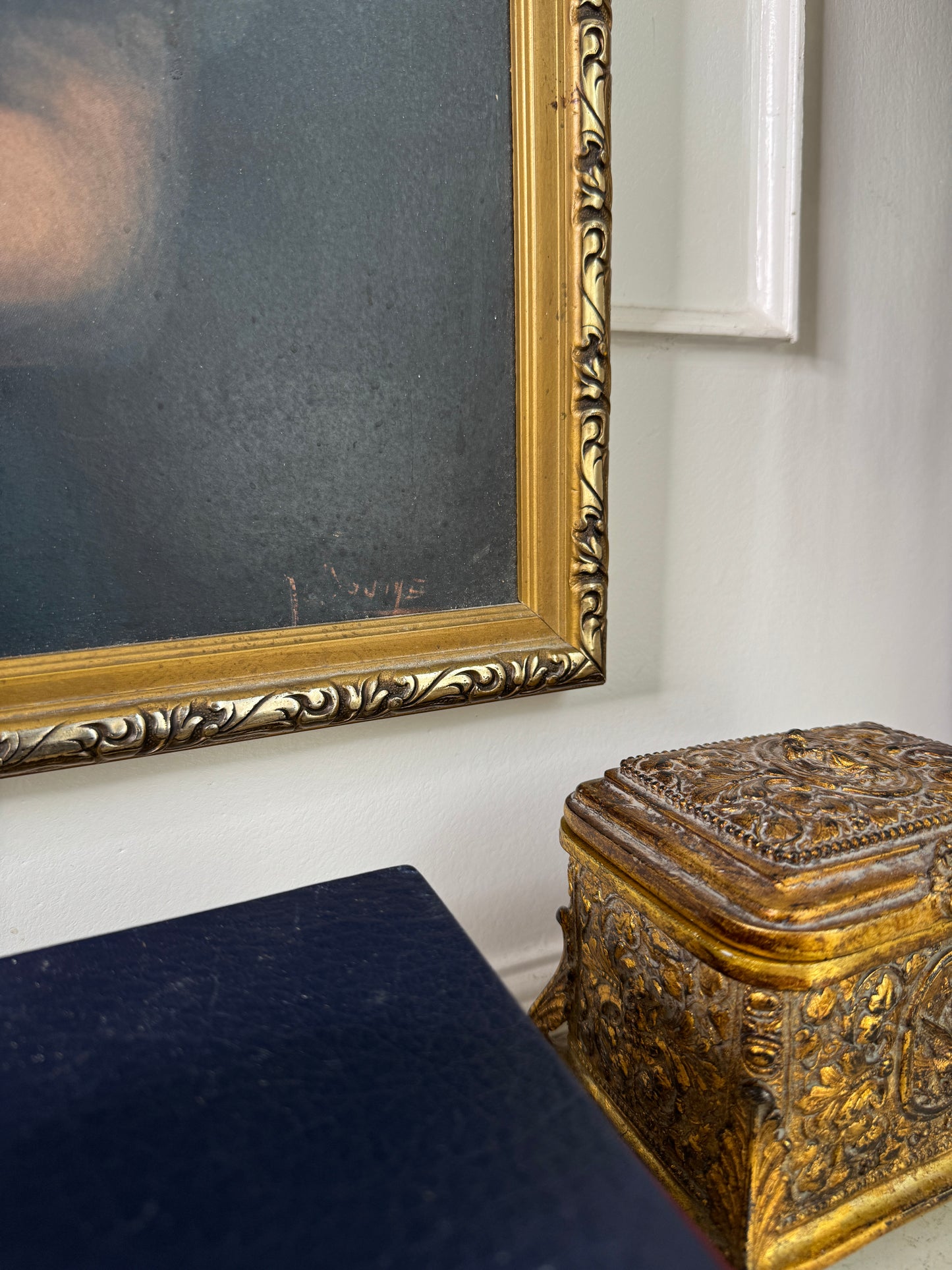 Vintage Textured Print - Country Boy in a Gold Gilt Frame