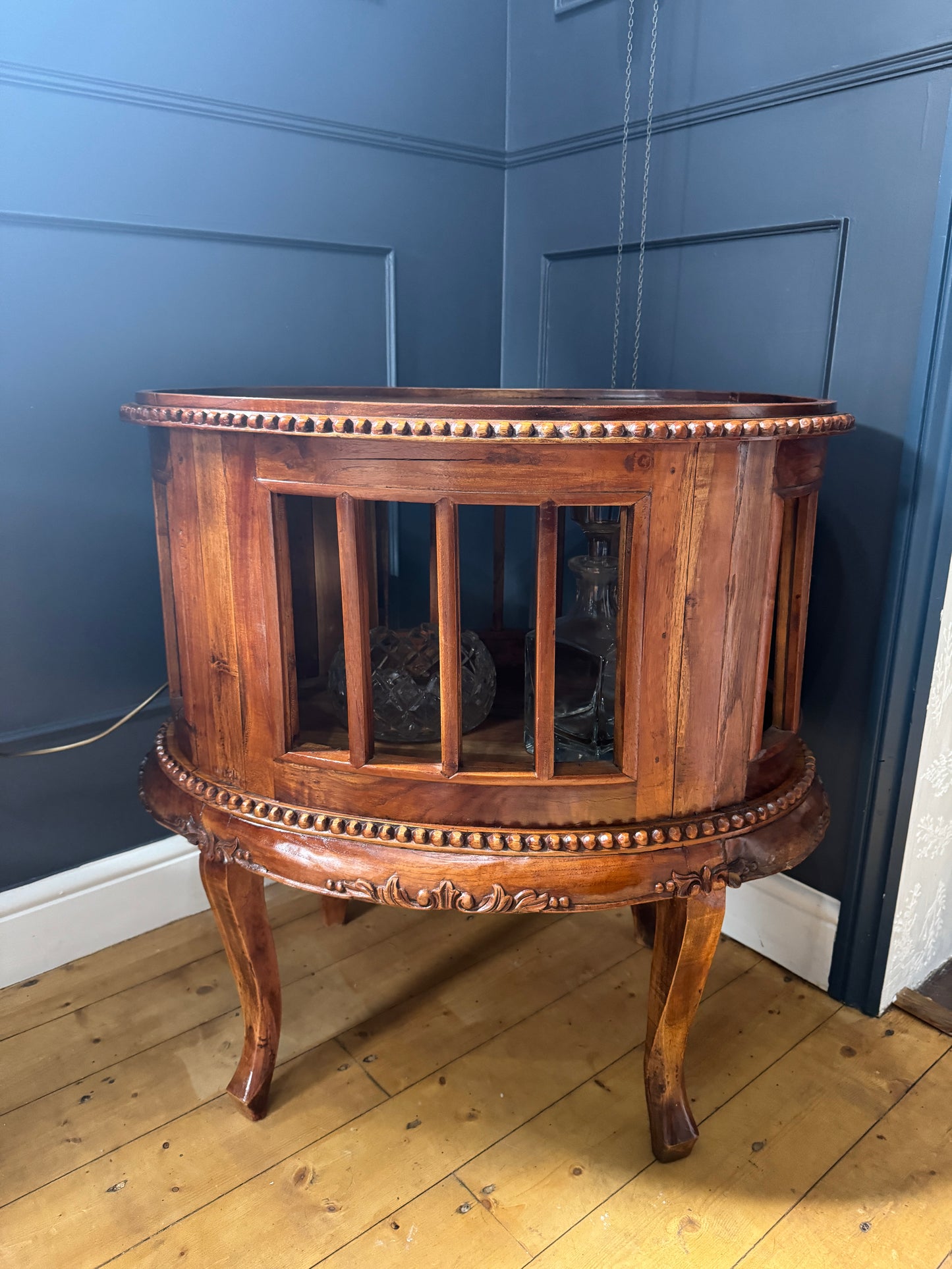 French Antique Style Side Table – Hand-Carved Display Cabinet