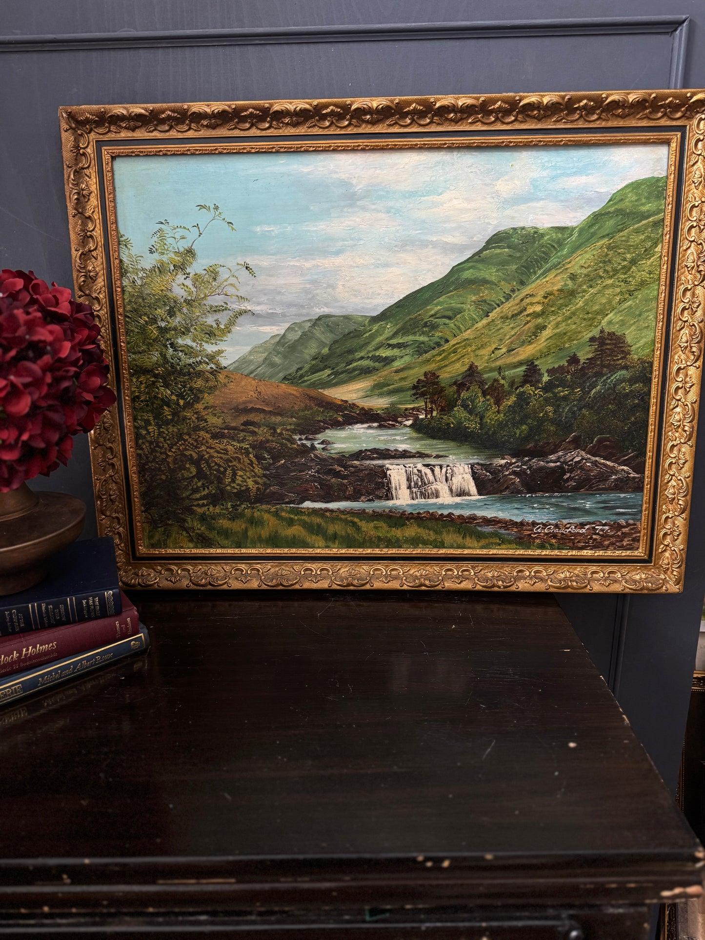 Large Signed Oil Painting of Ireland | Antique Gold Ornate Frame | Vintage Gilt Decorative Frame | Elegant French-Style Accent Frame