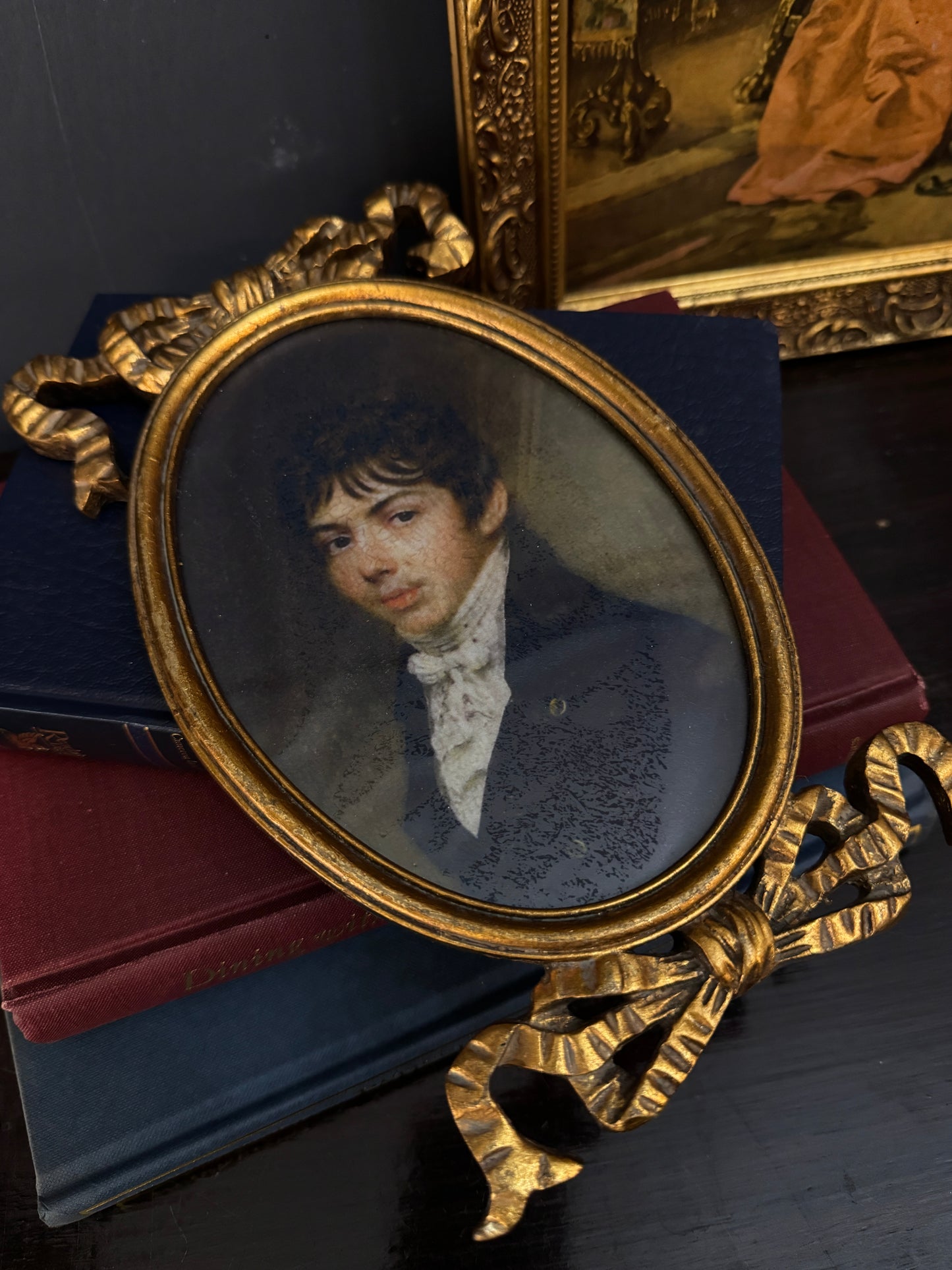 Victorian Picture in Ornate Gold Ribbon Gilt Frame