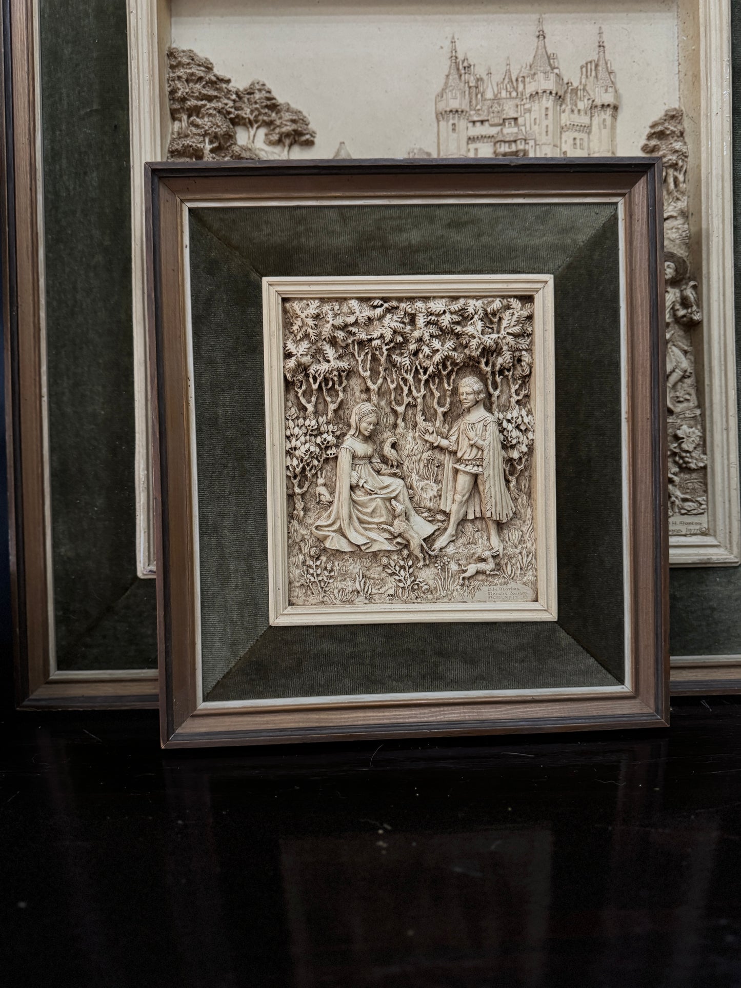 Vintage D.H. Moreton 1979 Marcus Designs Wall Plaque | Romantic Courtship Scene | Woodland Animals | 3D Raised Relief Art