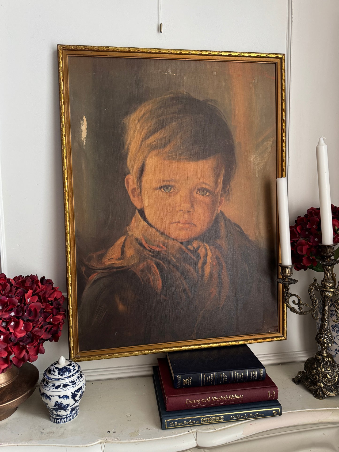 The Silent Tear - Vintage Textured Print in a Gold Gilt Frame