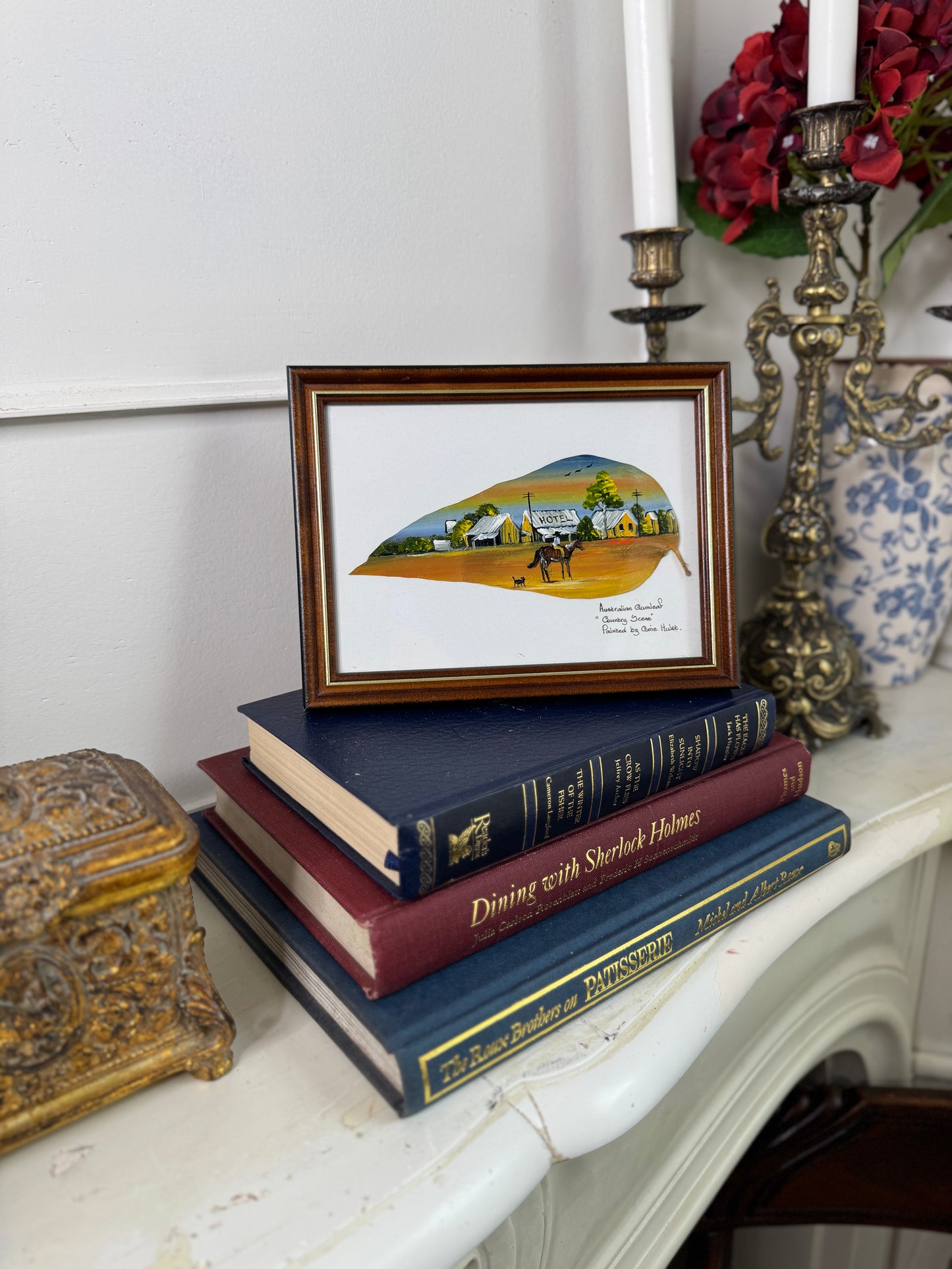 Australian Oil Painting on Gumtree Leaf by Corrie Hulst