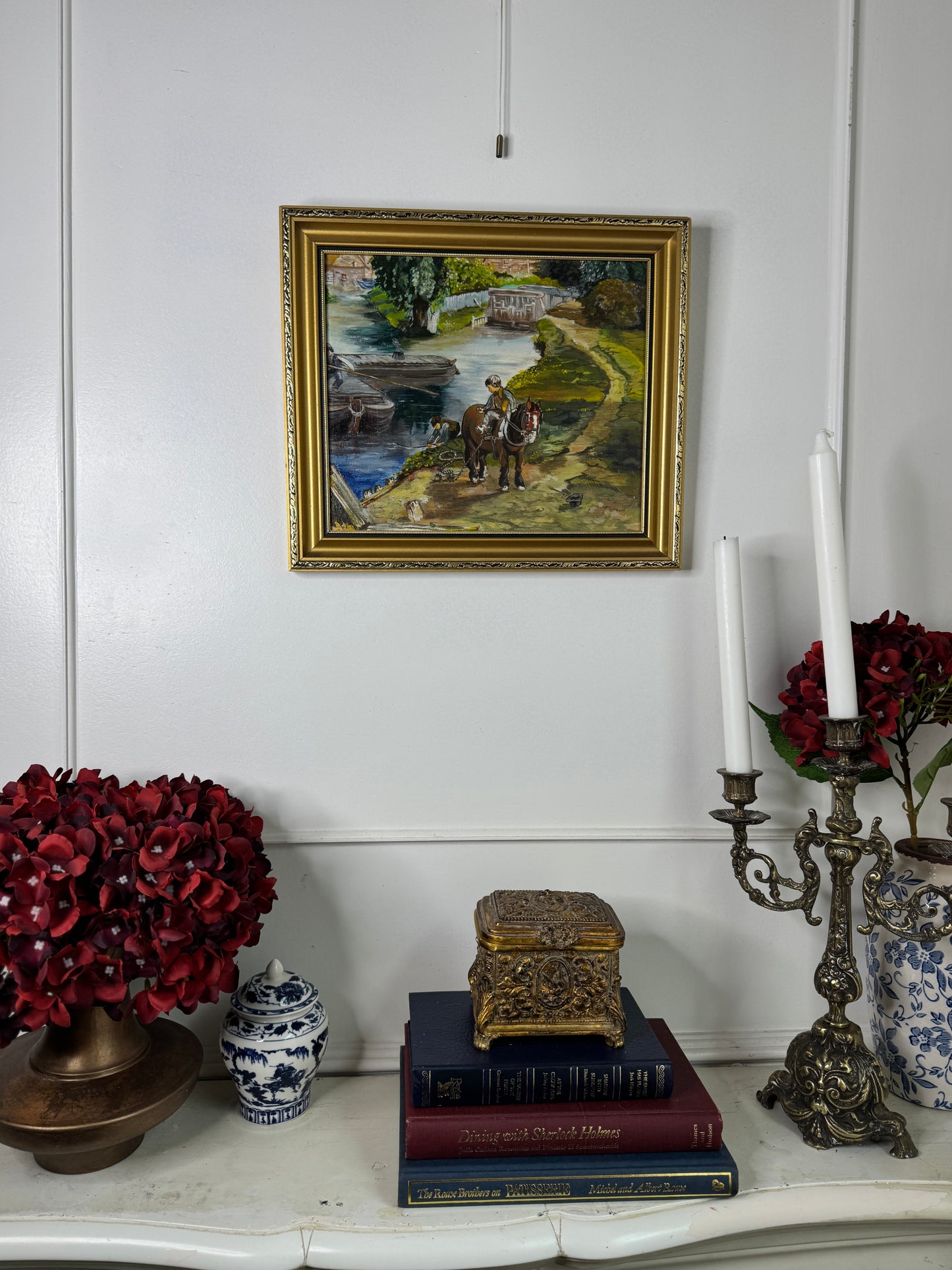 River Ride – Vintage Painting in Ornate Gold Gilt Frame