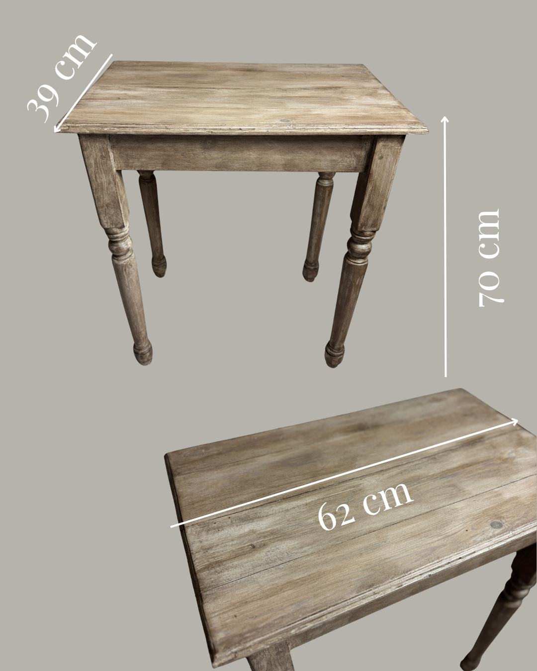 French Provincial Side Table - Distressed Whitewashed Accent Table