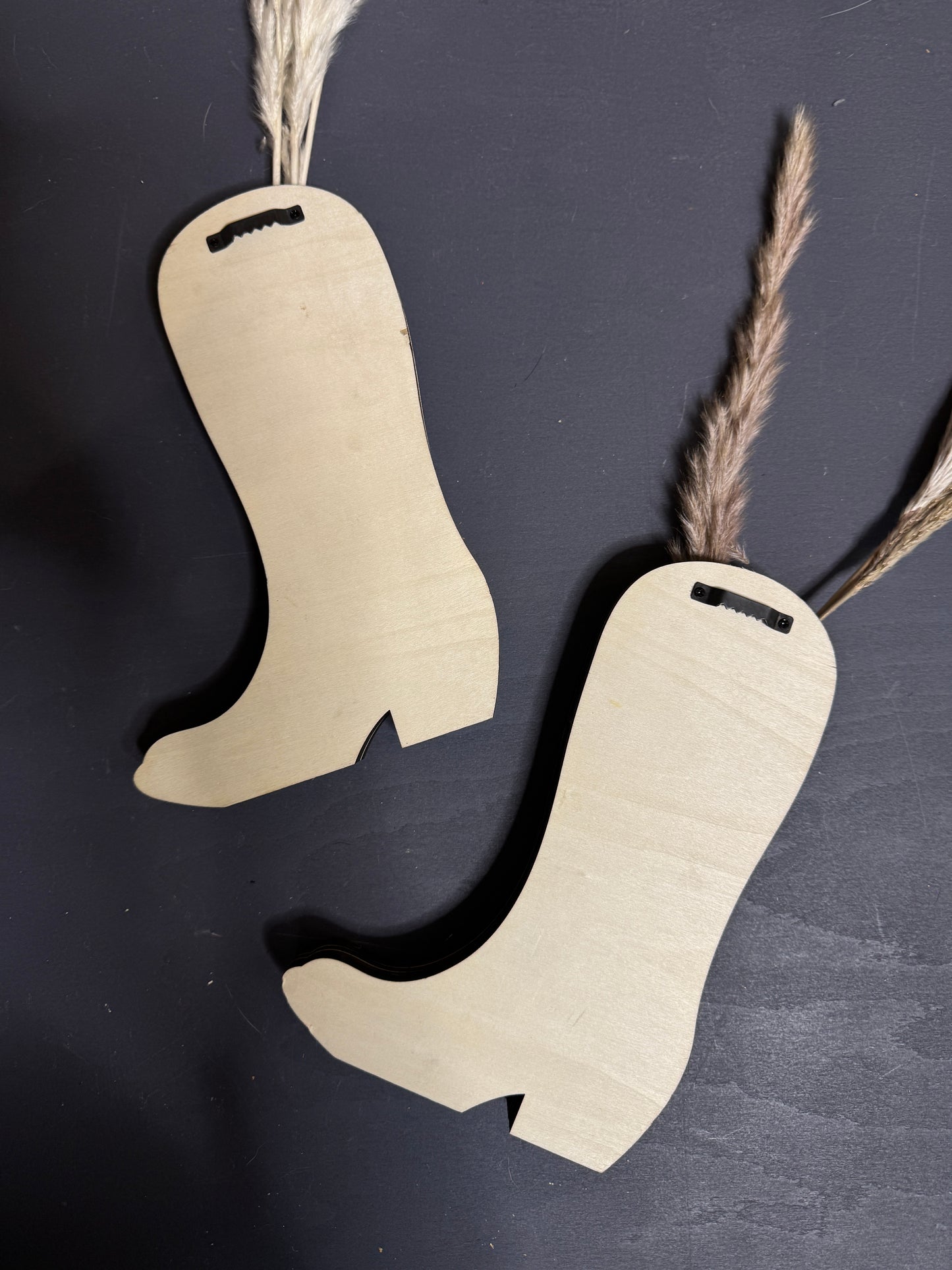 The Wild West Artisan Boot Set – Carved Wooden Sconce Pair with Florals