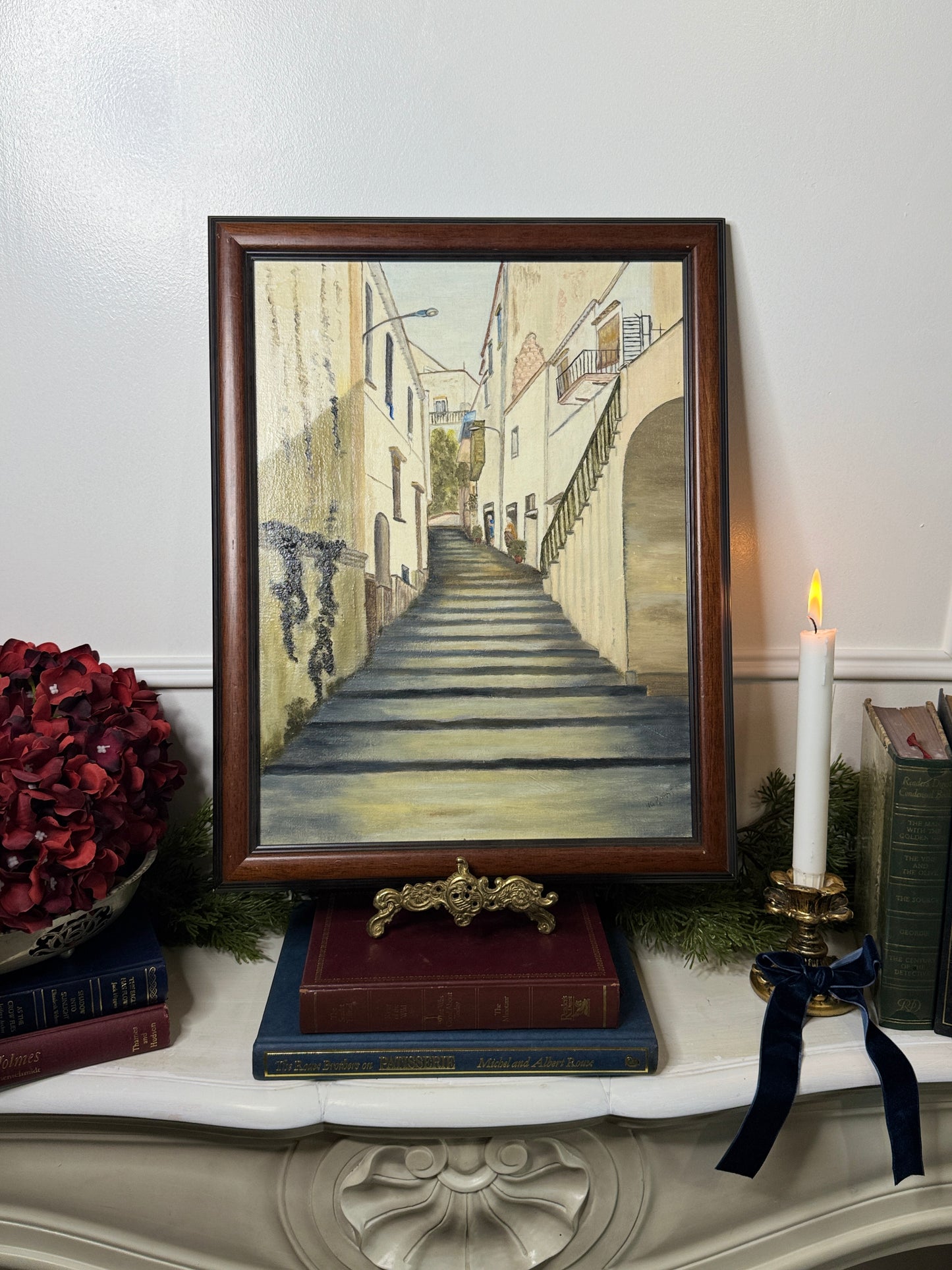 Cobblestone Journey – Italian Streetscape Oil Painting by N.G. Reynolds