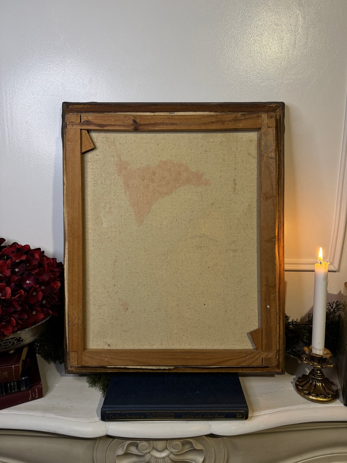 Vintage Portrait Oil Painting by Joan in Ornate Chippendale Gold Rare Antique Picture Frame