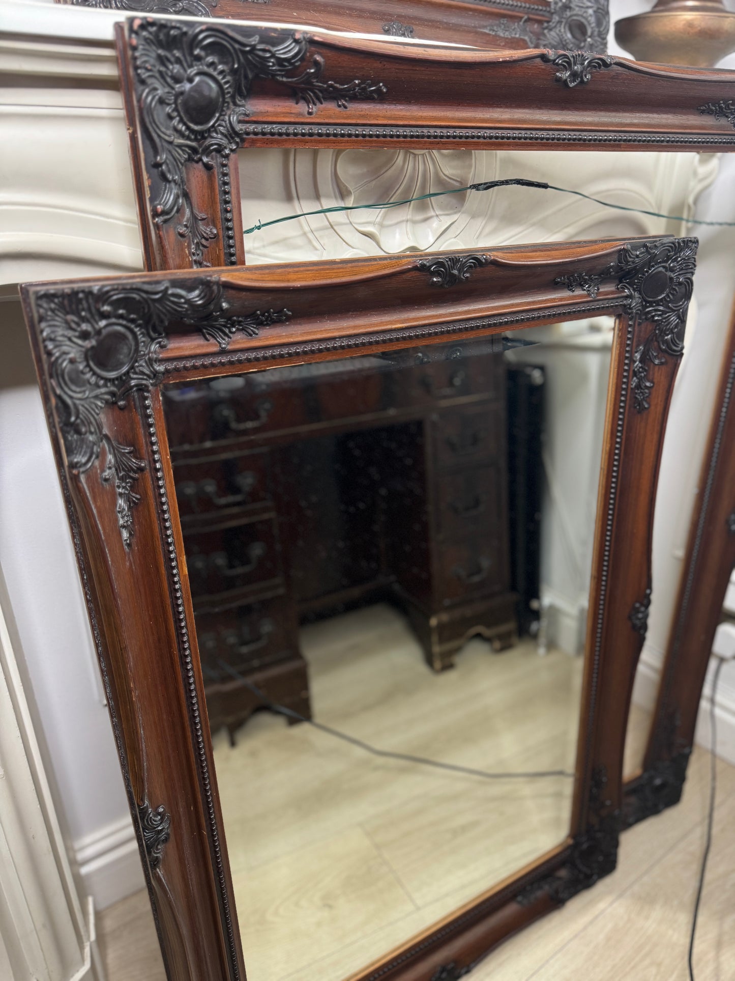 Antique Bevelled Matching Mirror in Sorélle Ornate Wooden Frame