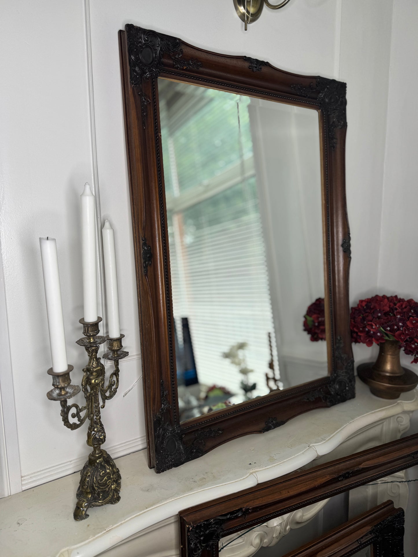 Antique Bevelled Matching Mirror in Sorélle Ornate Wooden Frame