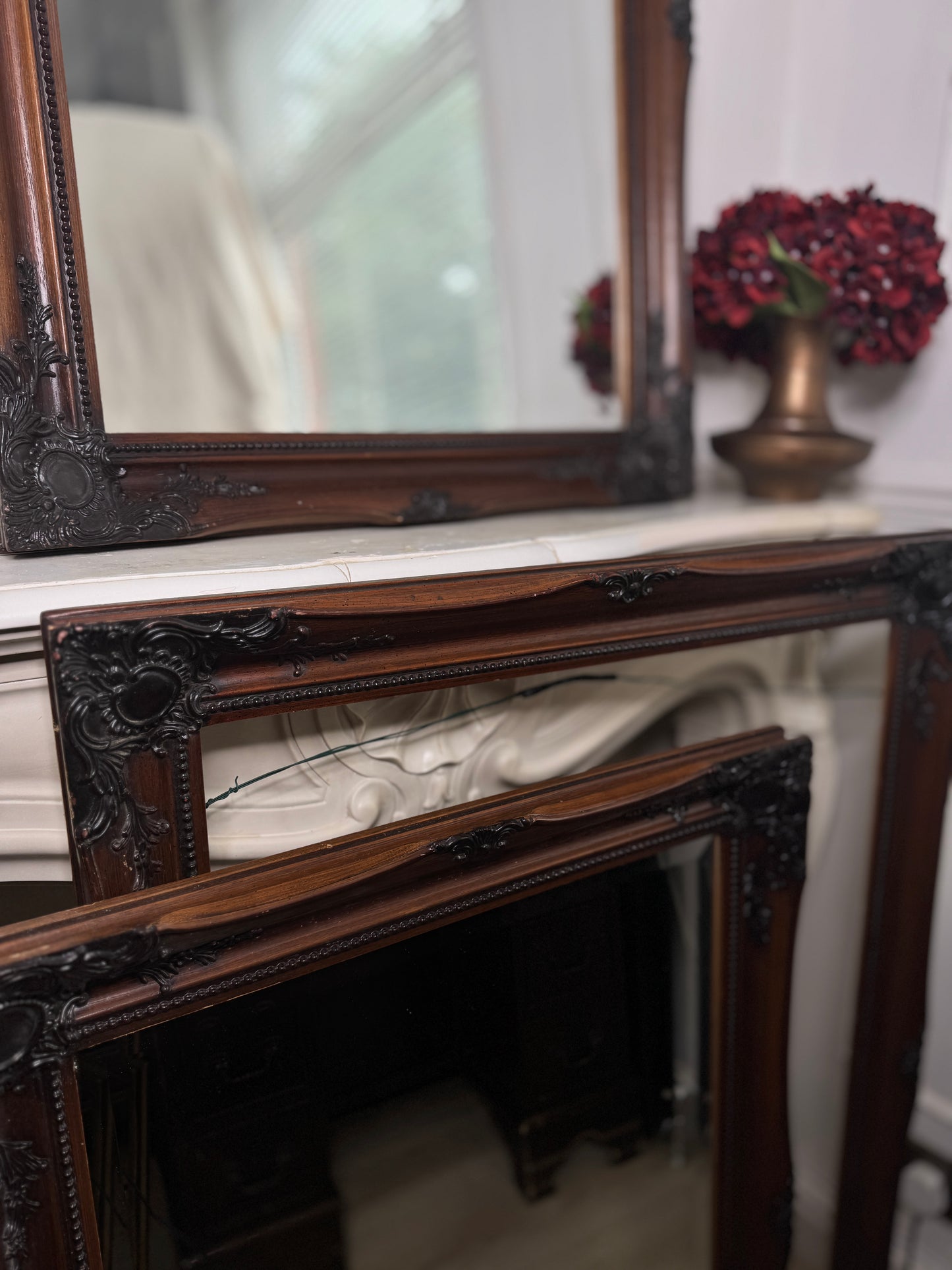 Antique Bevelled Matching Mirror in Sorélle Ornate Wooden Frame