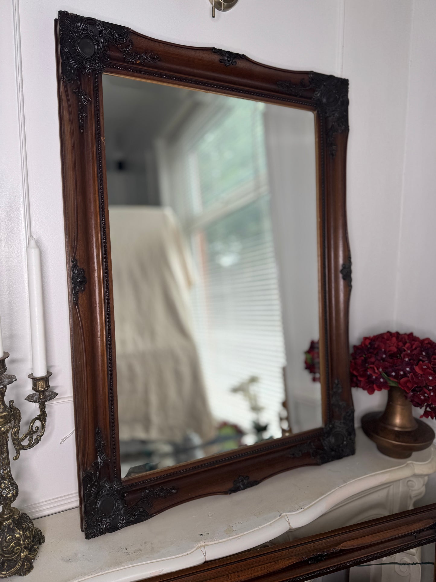 Antique Bevelled Matching Mirror in Sorélle Ornate Wooden Frame