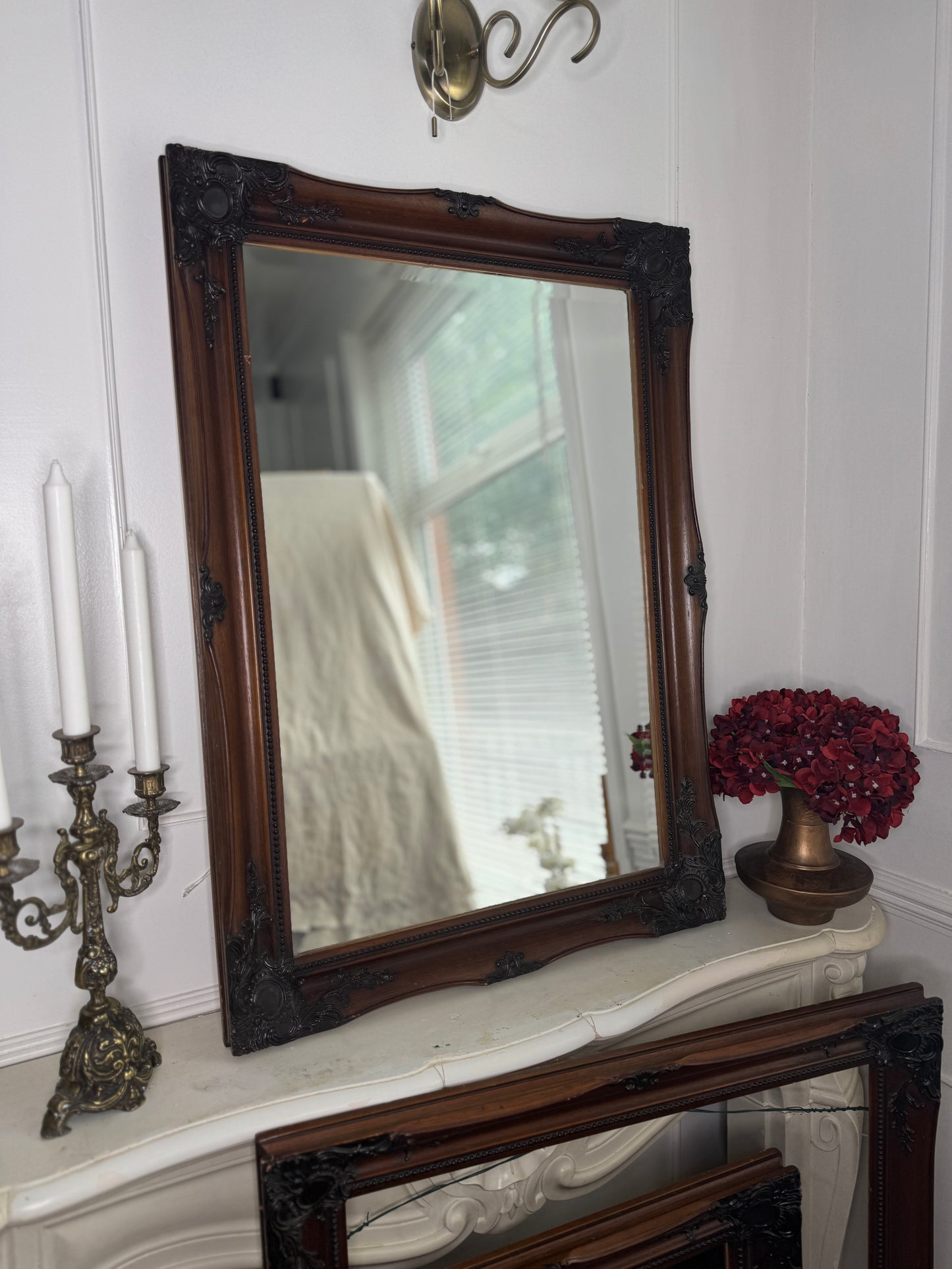 Antique Bevelled Matching Mirror in Sorélle Ornate Wooden Frame