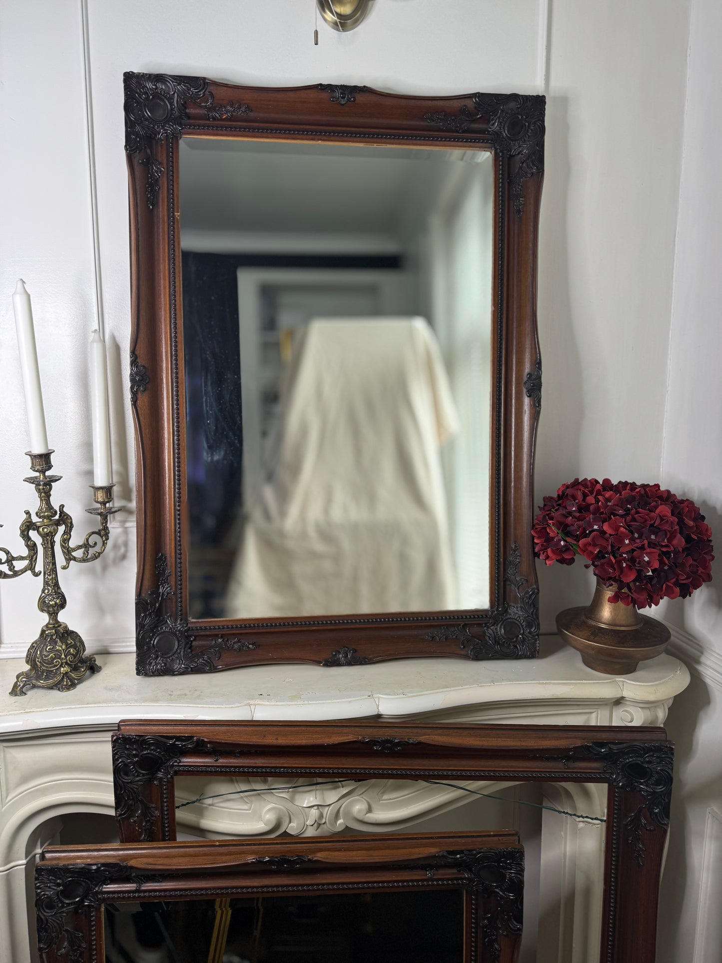 Antique Bevelled Matching Mirror in Sorélle Ornate Wooden Frame