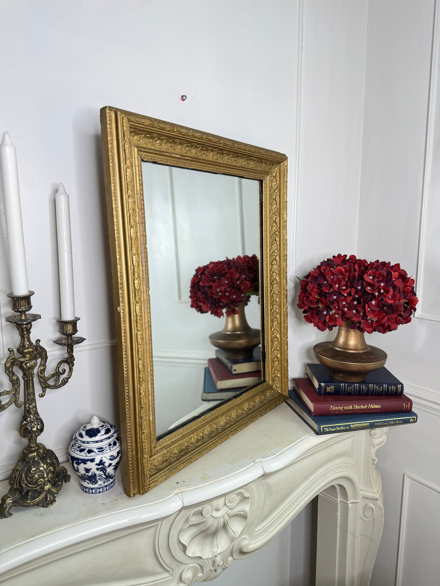 Vintage Heavy Gold Ornate Gold Framed Antique Mirror in Ophelmere Frame