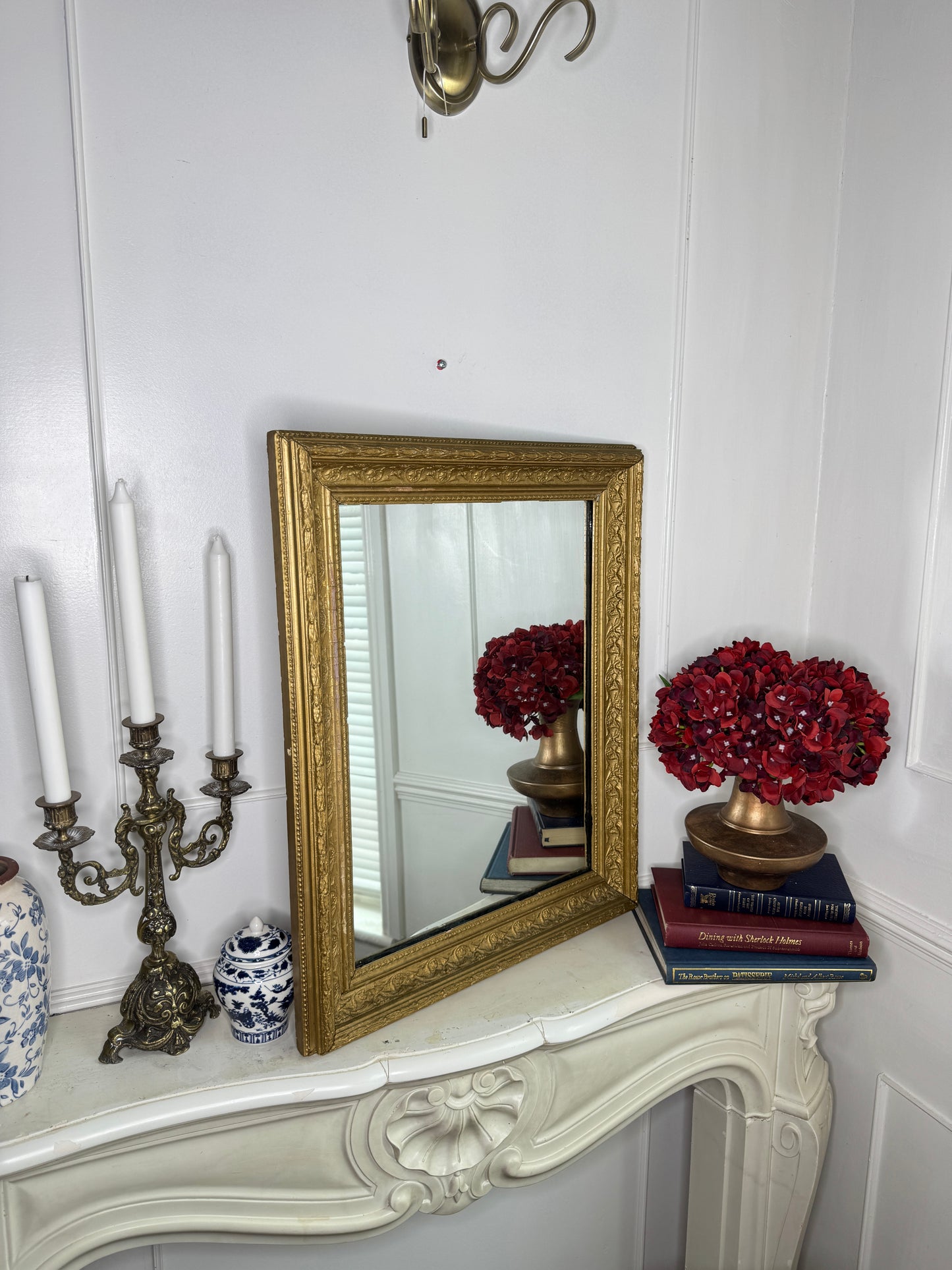 Vintage Heavy Gold Ornate Gold Framed Antique Mirror in Ophelmere Frame
