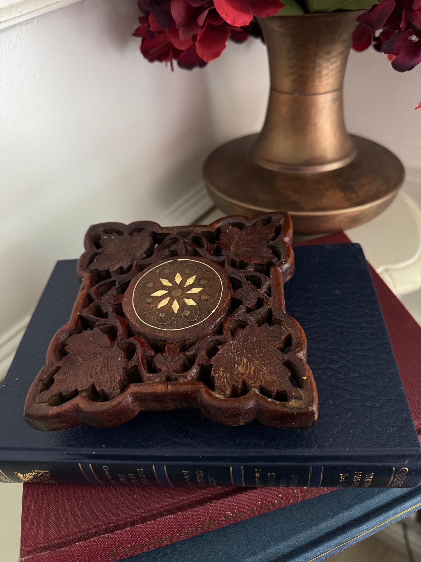 Vintage Rustic Indian Wooden Mini Plant Stand