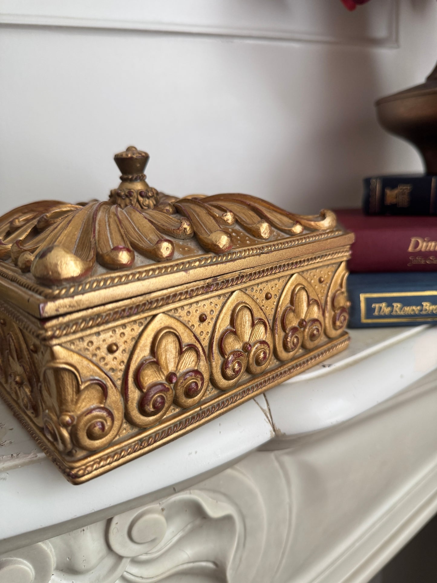 Large Antique Wooden & Resin Storage Box