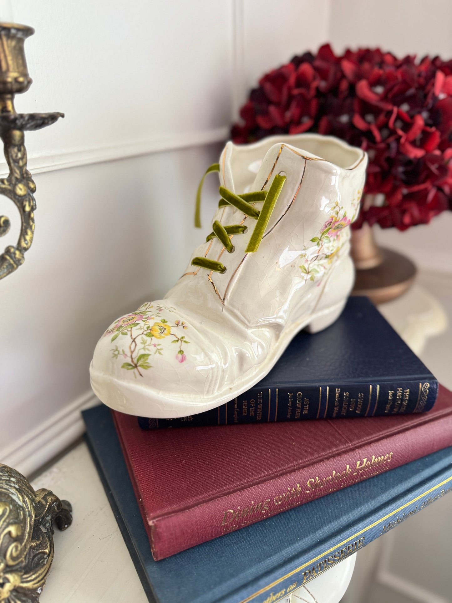 Vintage 1980s Ceramic Boot Planters