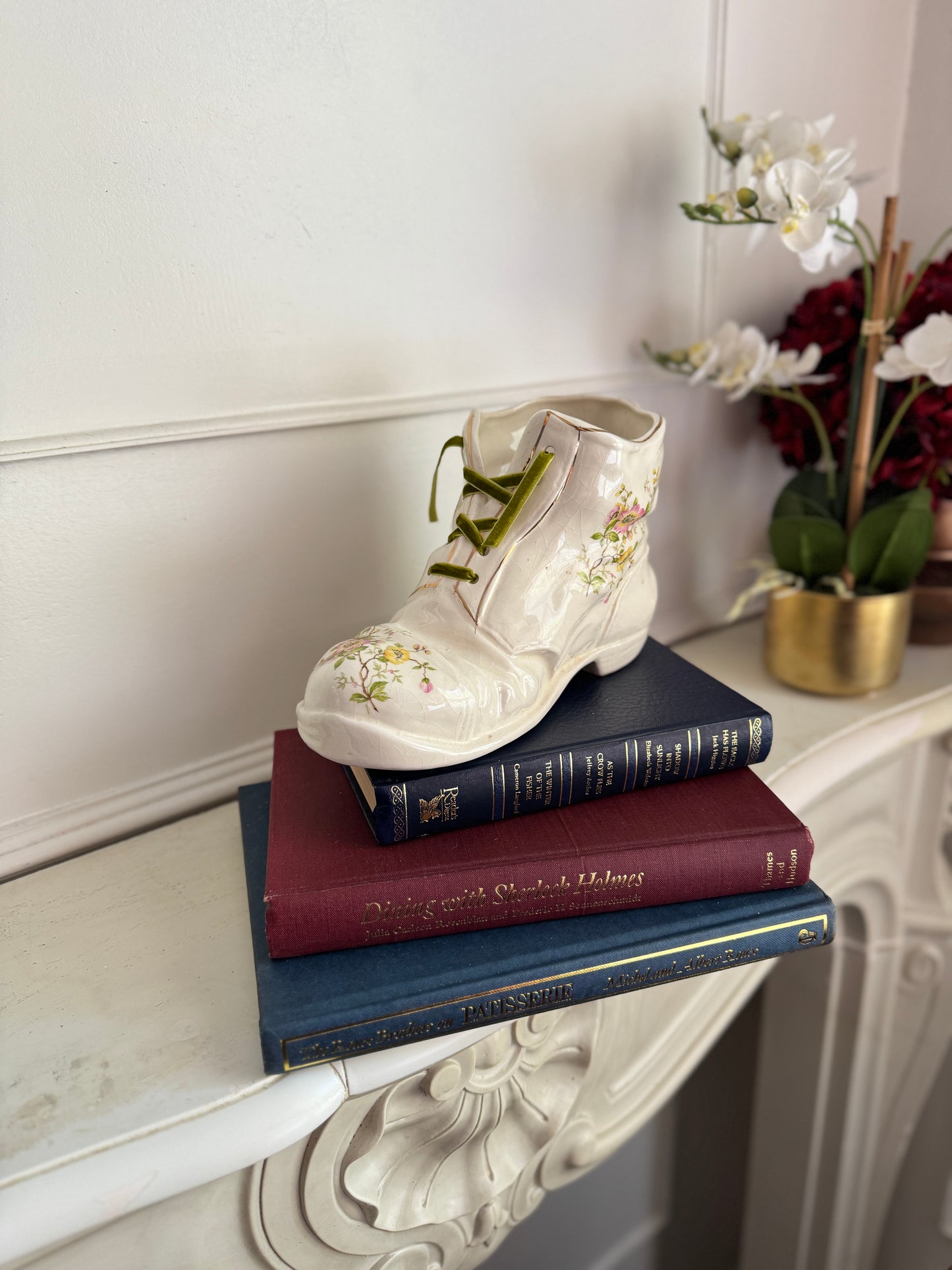 Vintage 1980s Ceramic Boot Planters