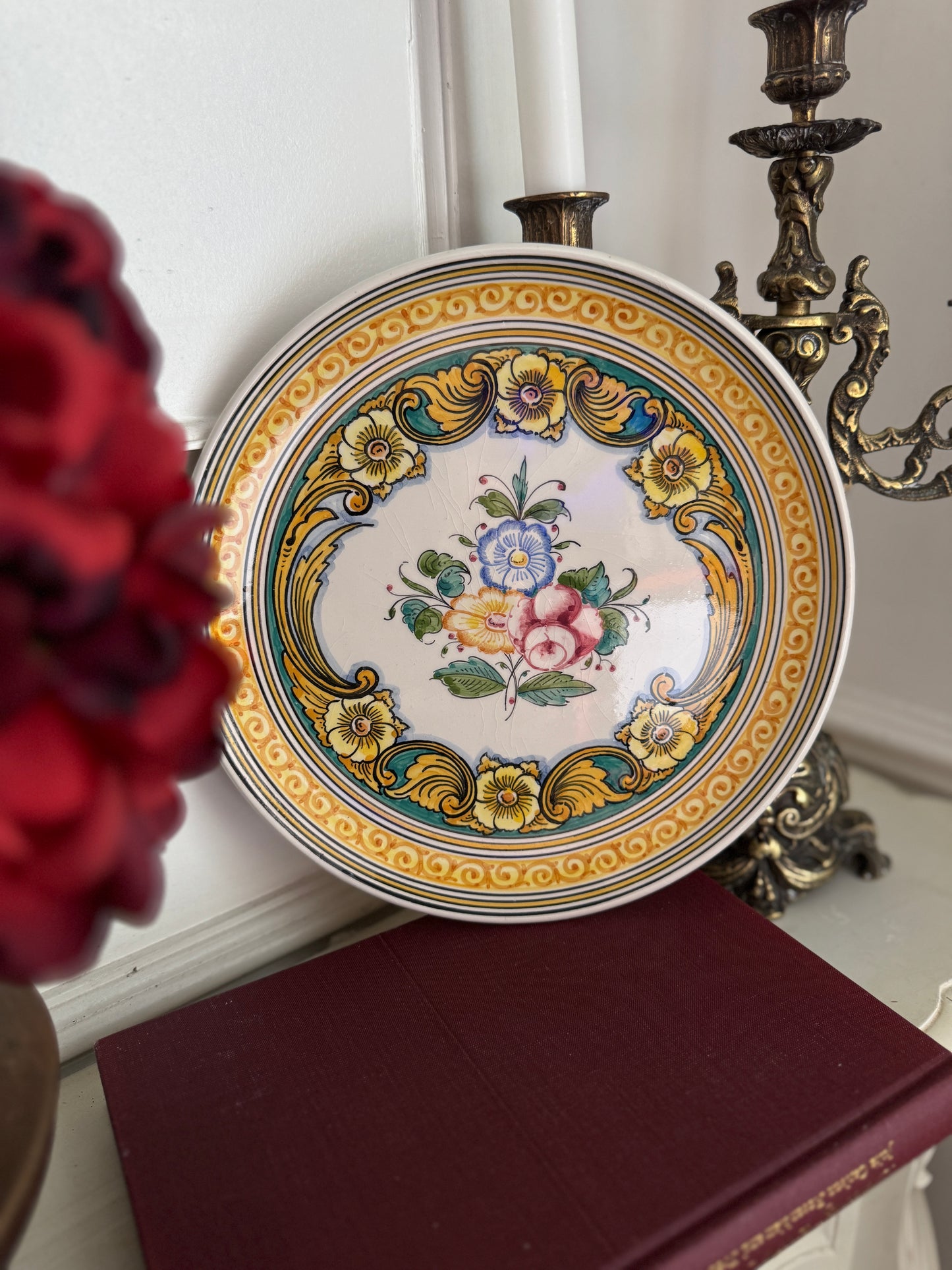 Vintage Hand Painted Portuguese Ceramics Wall Plate