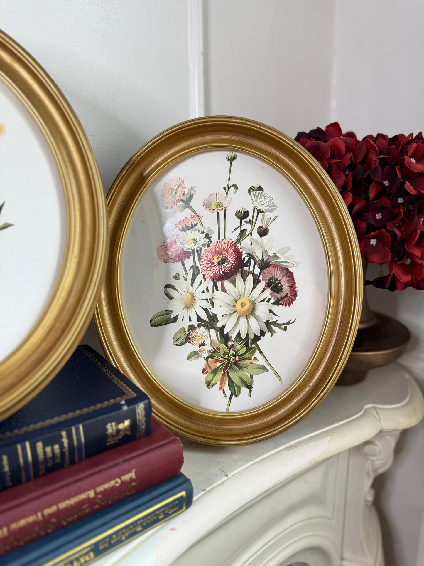Vintage-Inspired Gold Acrylic Oval Frame Set with Prints