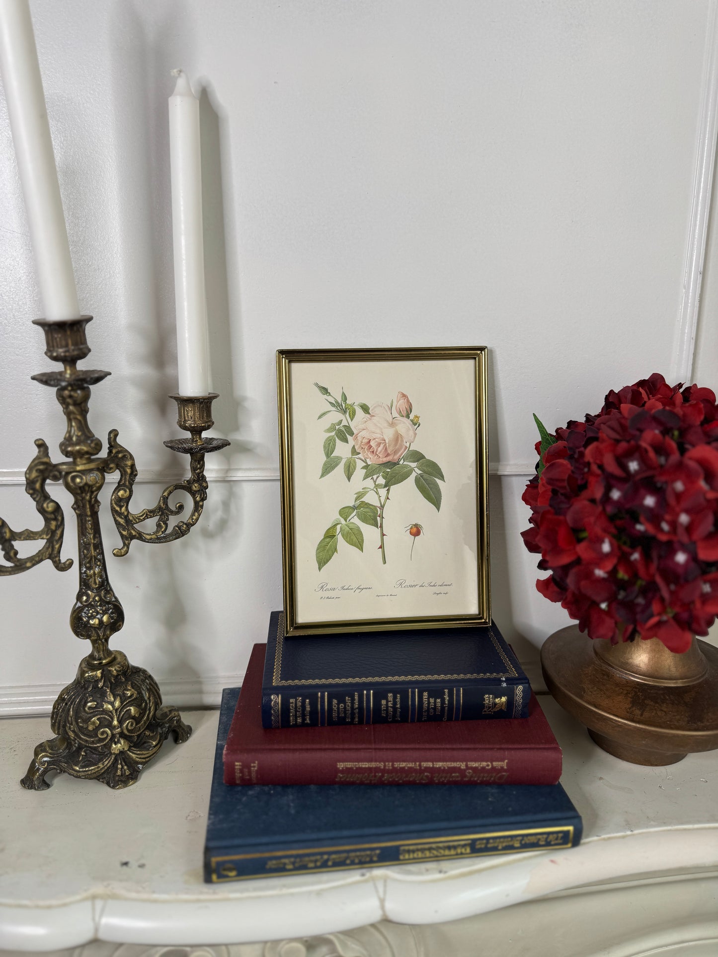 Vintage Flower Print in a Brass Frame - Small