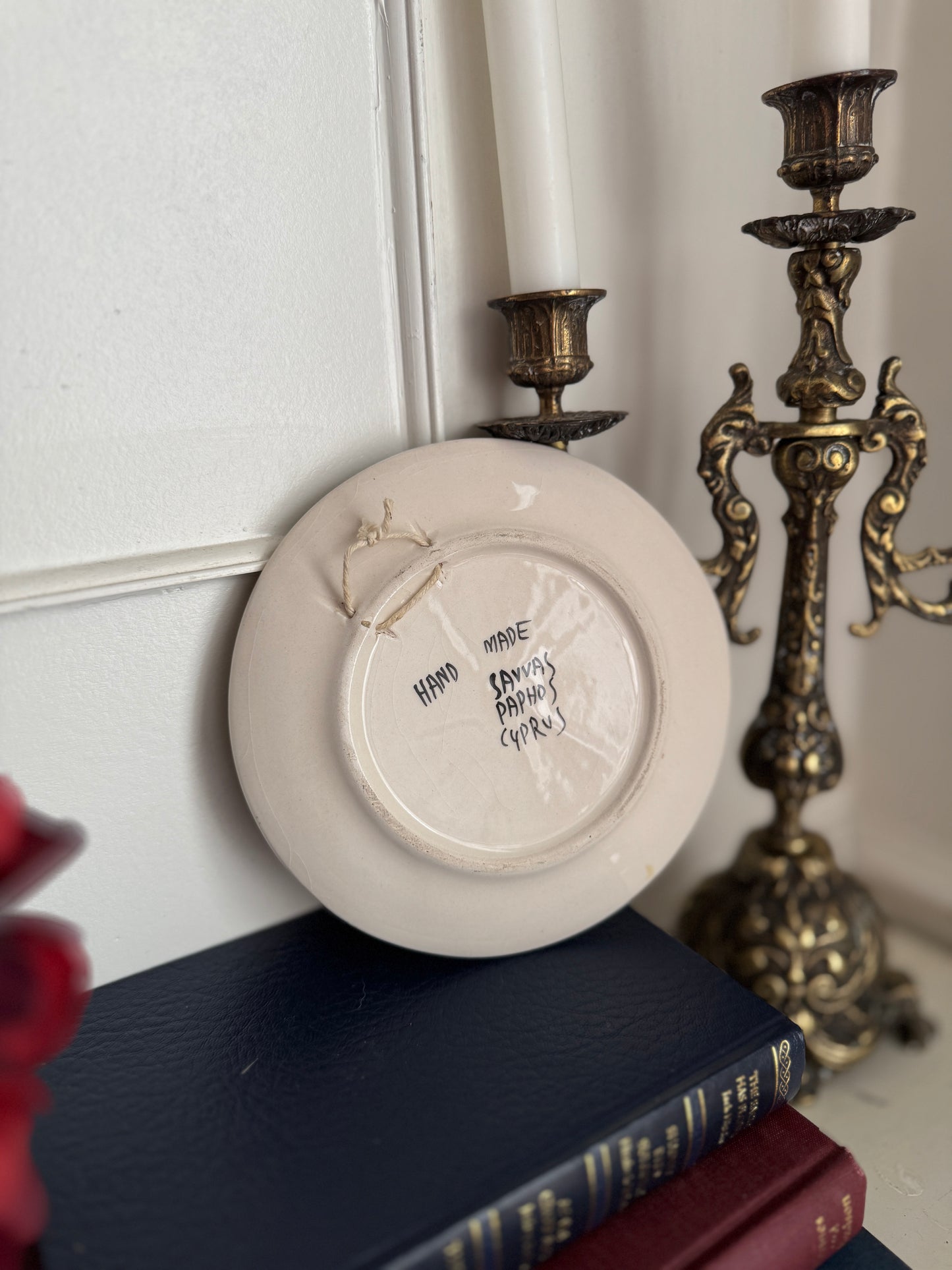 Vintage Hand Painted Ceramics Wall Plate from Cyprus