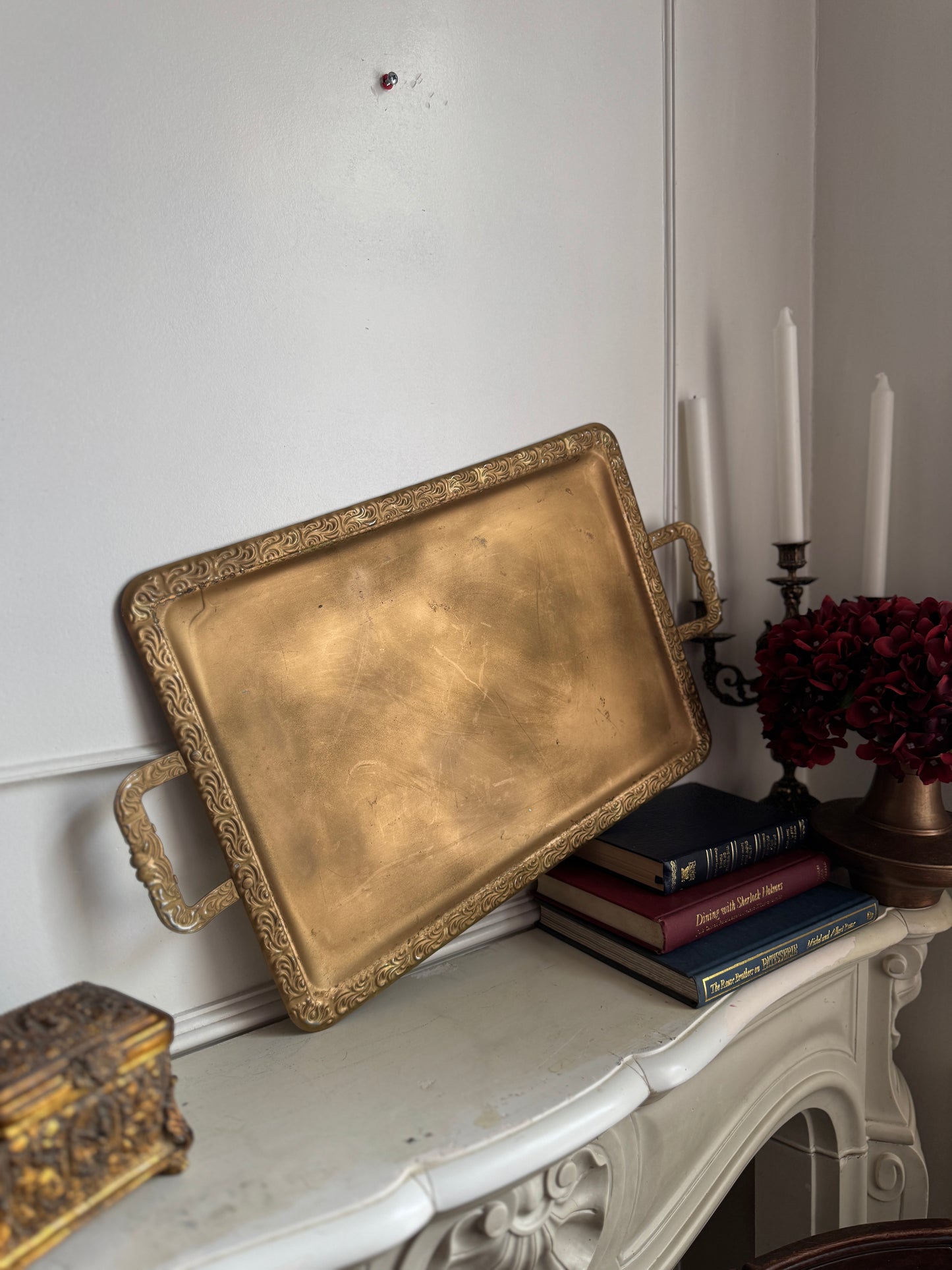 Elegant Serving Accent Gold Plated Metal Tray