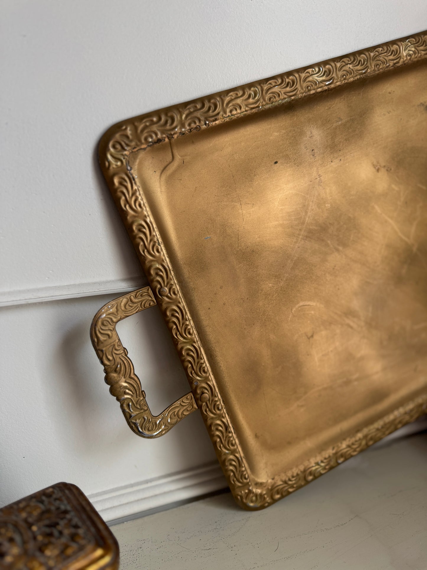 Elegant Serving Accent Gold Plated Metal Tray