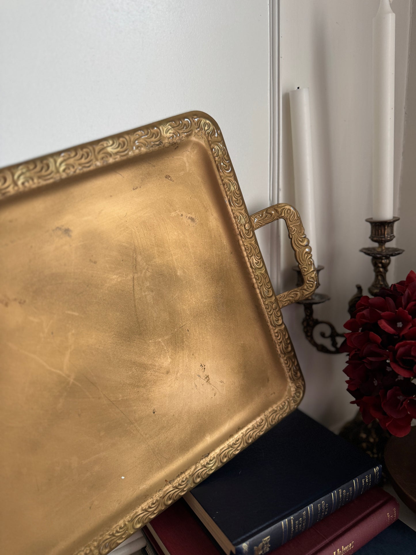 Elegant Serving Accent Gold Plated Metal Tray