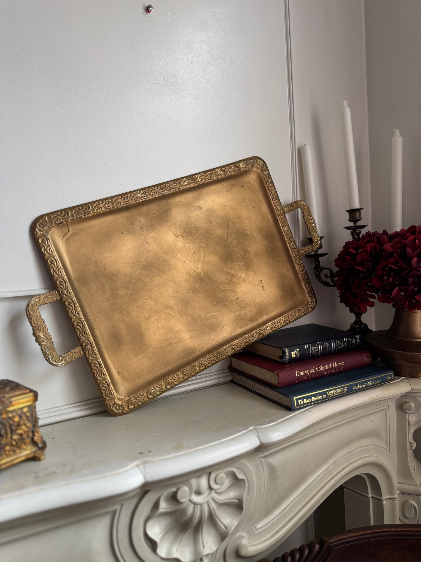 Elegant Serving Accent Gold Plated Metal Tray